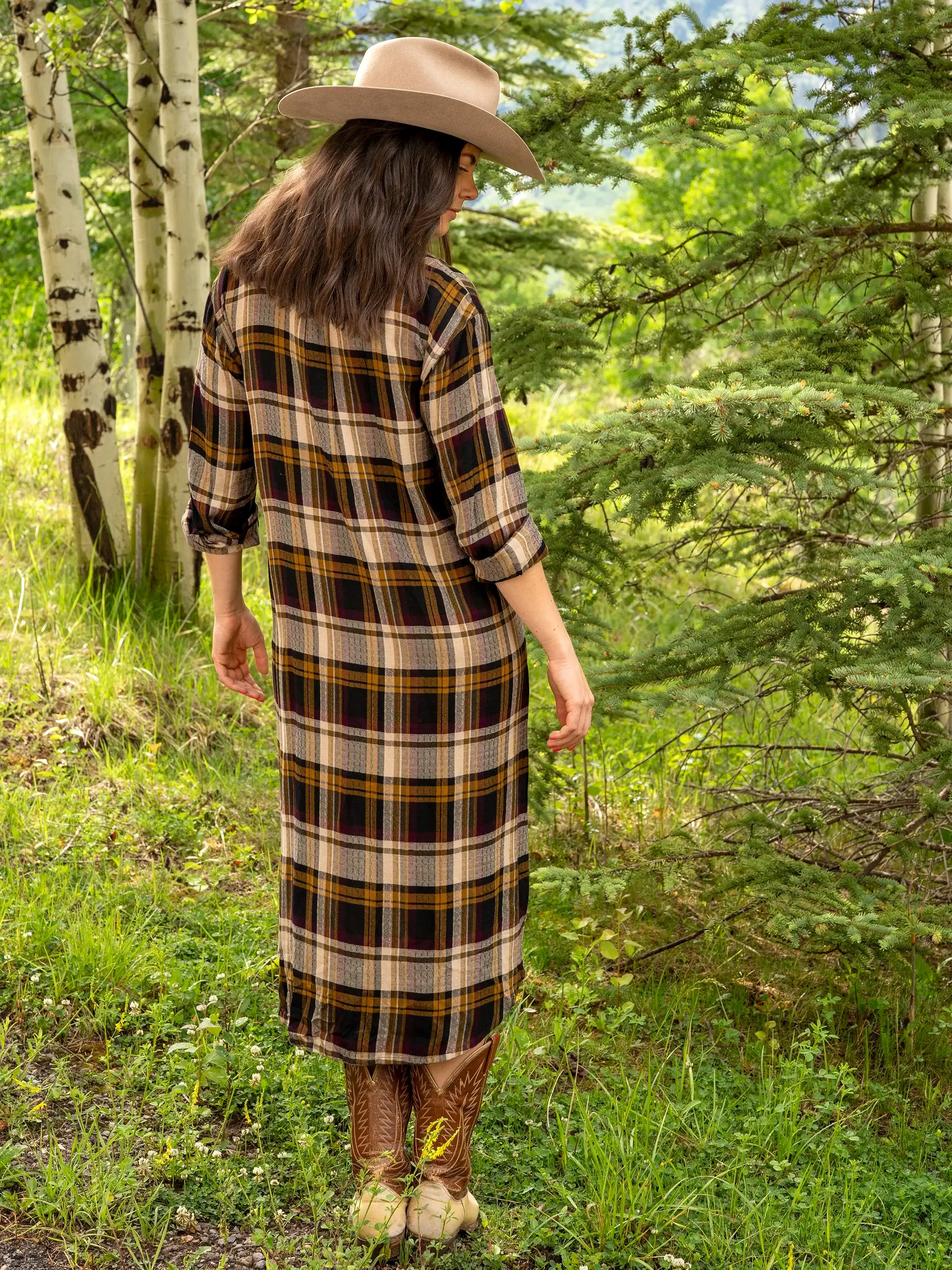 Cooper Shirt Dress - Black Tan Plaid sold by NATURAL LIFE product image thumbnail 4