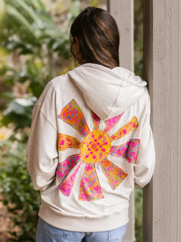 Applique Zip-Up Hoodie - Cream Sunshine sold by NATURAL LIFE