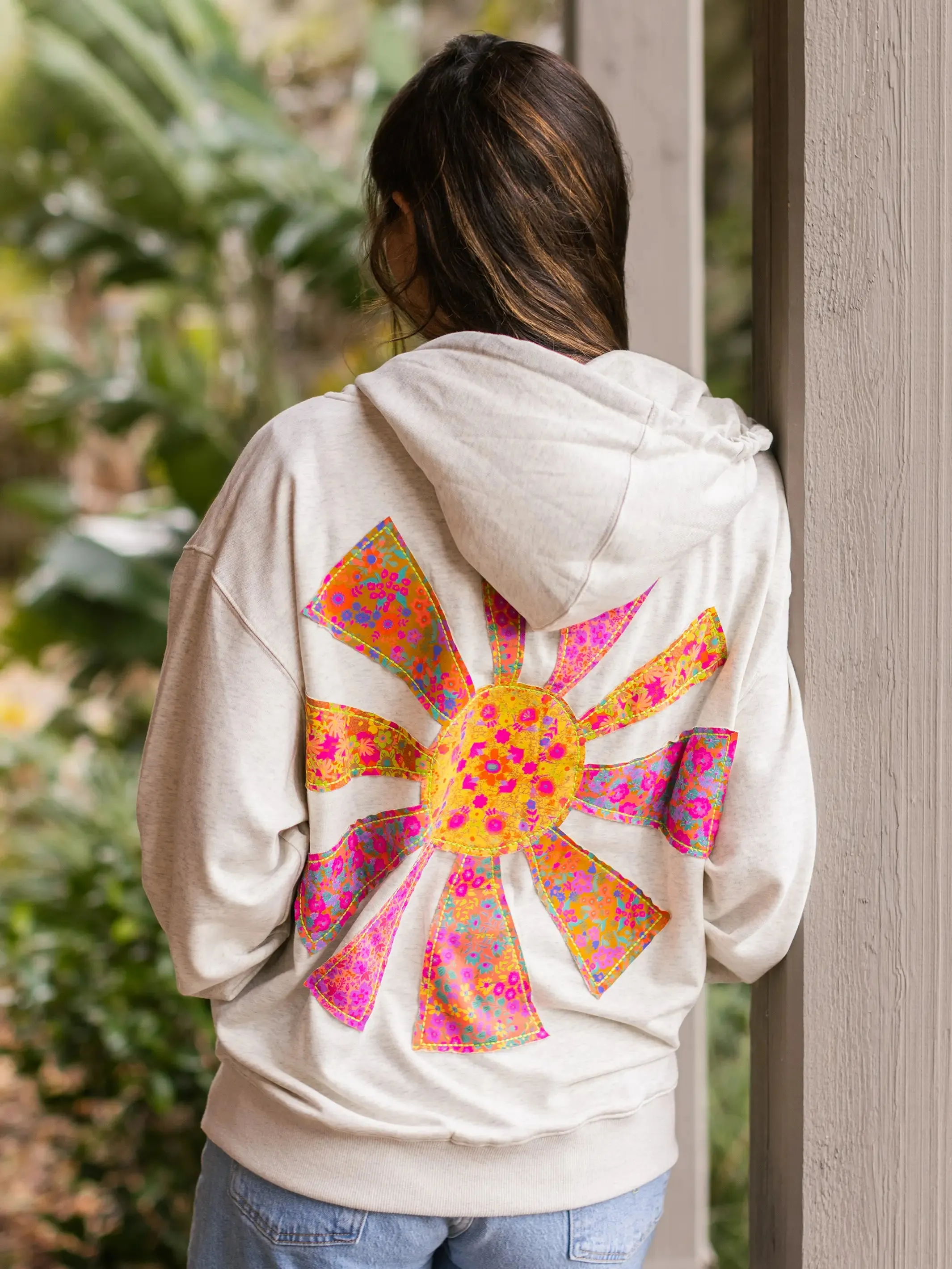 Applique Zip-Up Hoodie - Cream Sunshine sold by NATURAL LIFE