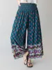 Make A Move Wide-Leg Palazzo Pant - Navy Pink Roses Border sold by NATURAL LIFE