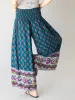 Make A Move Wide-Leg Palazzo Pant - Navy Pink Roses Border sold by NATURAL LIFE