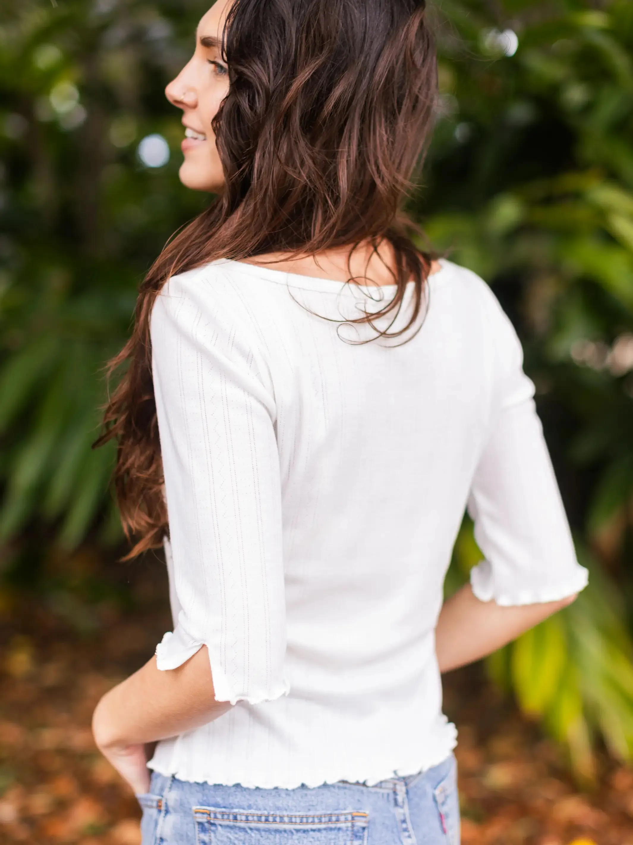 Leah Pointelle Top - Cream sold by NATURAL LIFE product image thumbnail 2