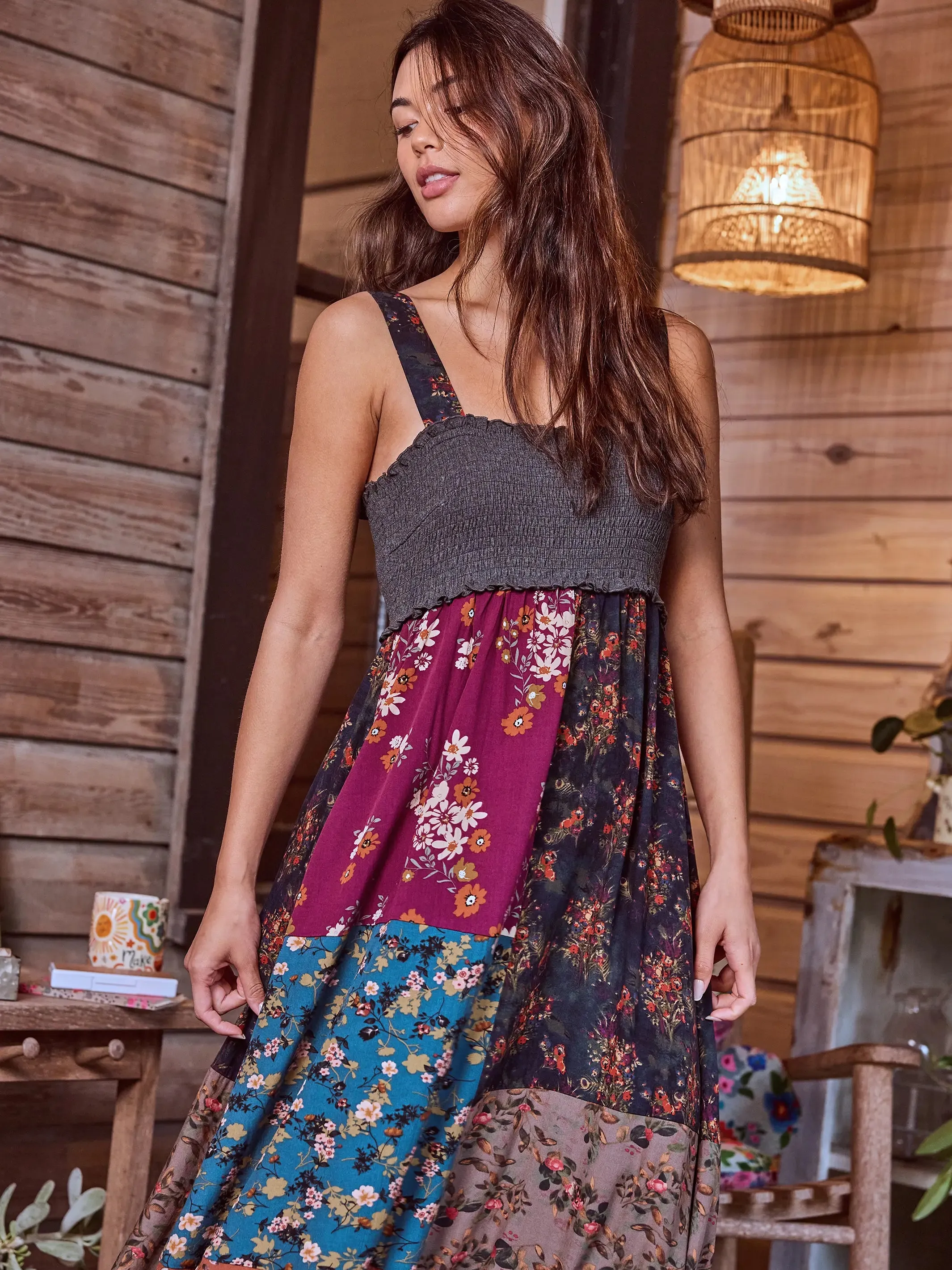 Valentina Maxi Dress - Rust Teal Mixed Floral sold by NATURAL LIFE product image thumbnail 2