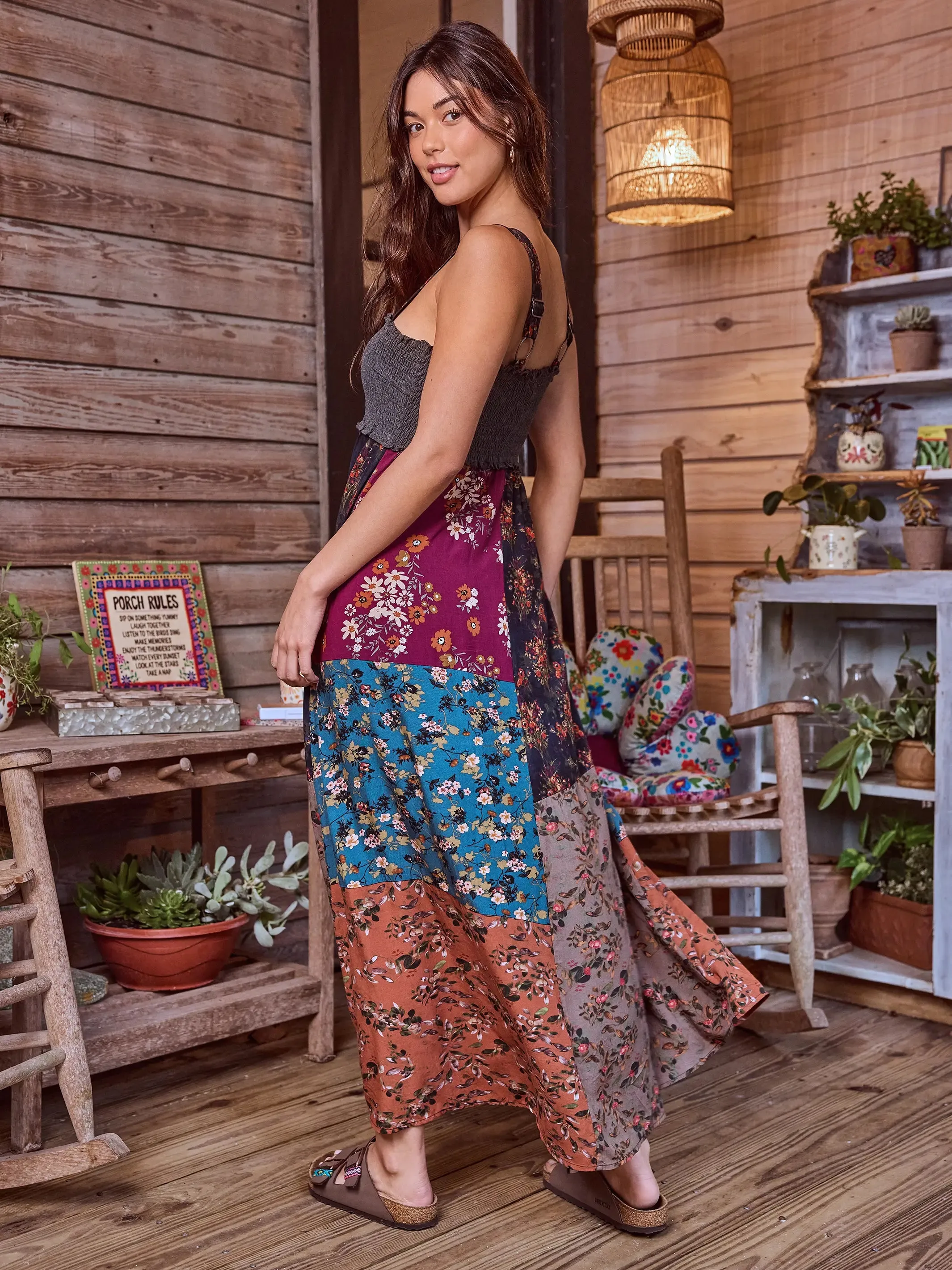 Valentina Maxi Dress - Rust Teal Mixed Floral sold by NATURAL LIFE product image thumbnail 4