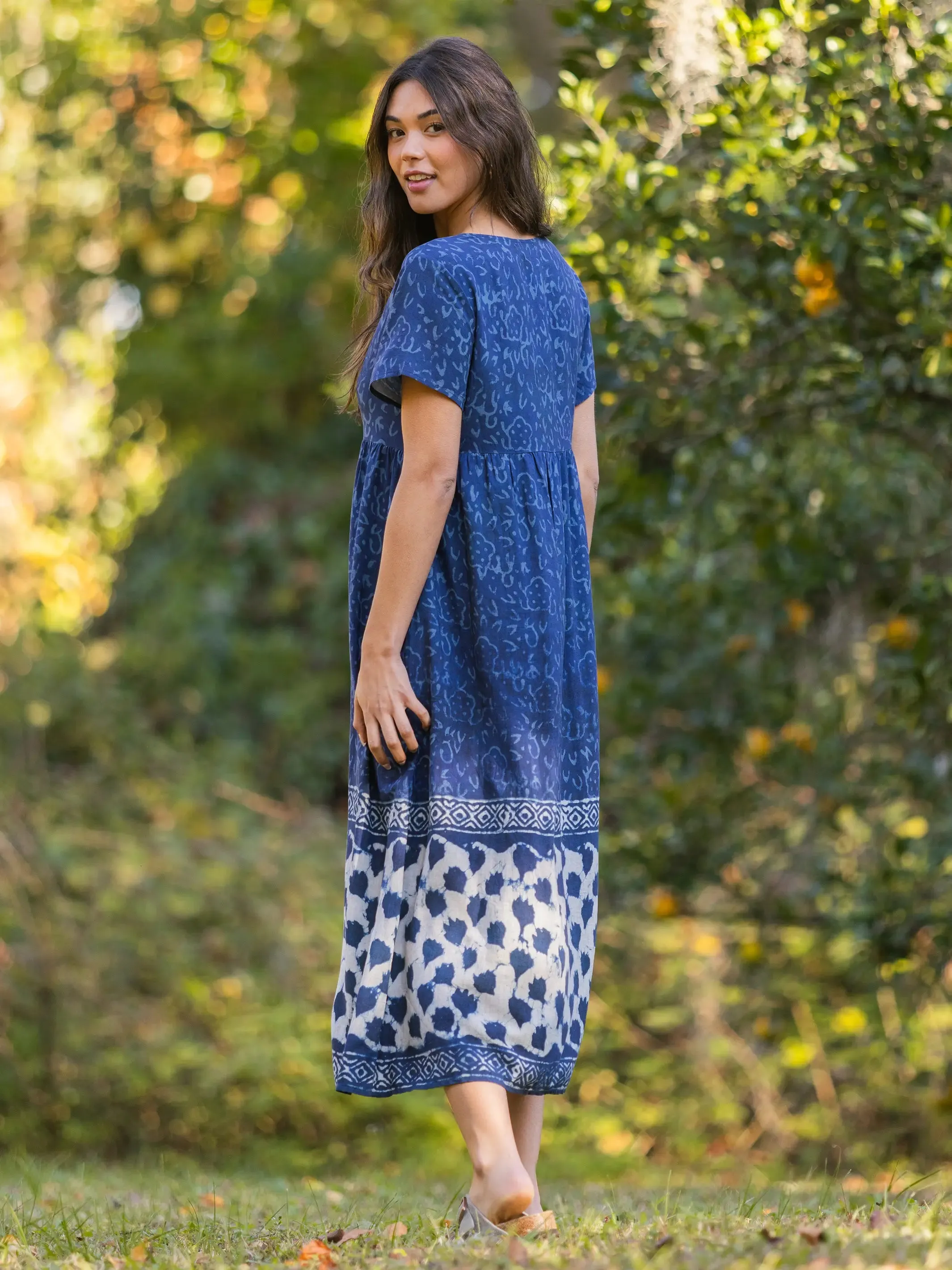 Avery Midi Dress - Navy Shibori Tie-Dye sold by NATURAL LIFE product image thumbnail 3