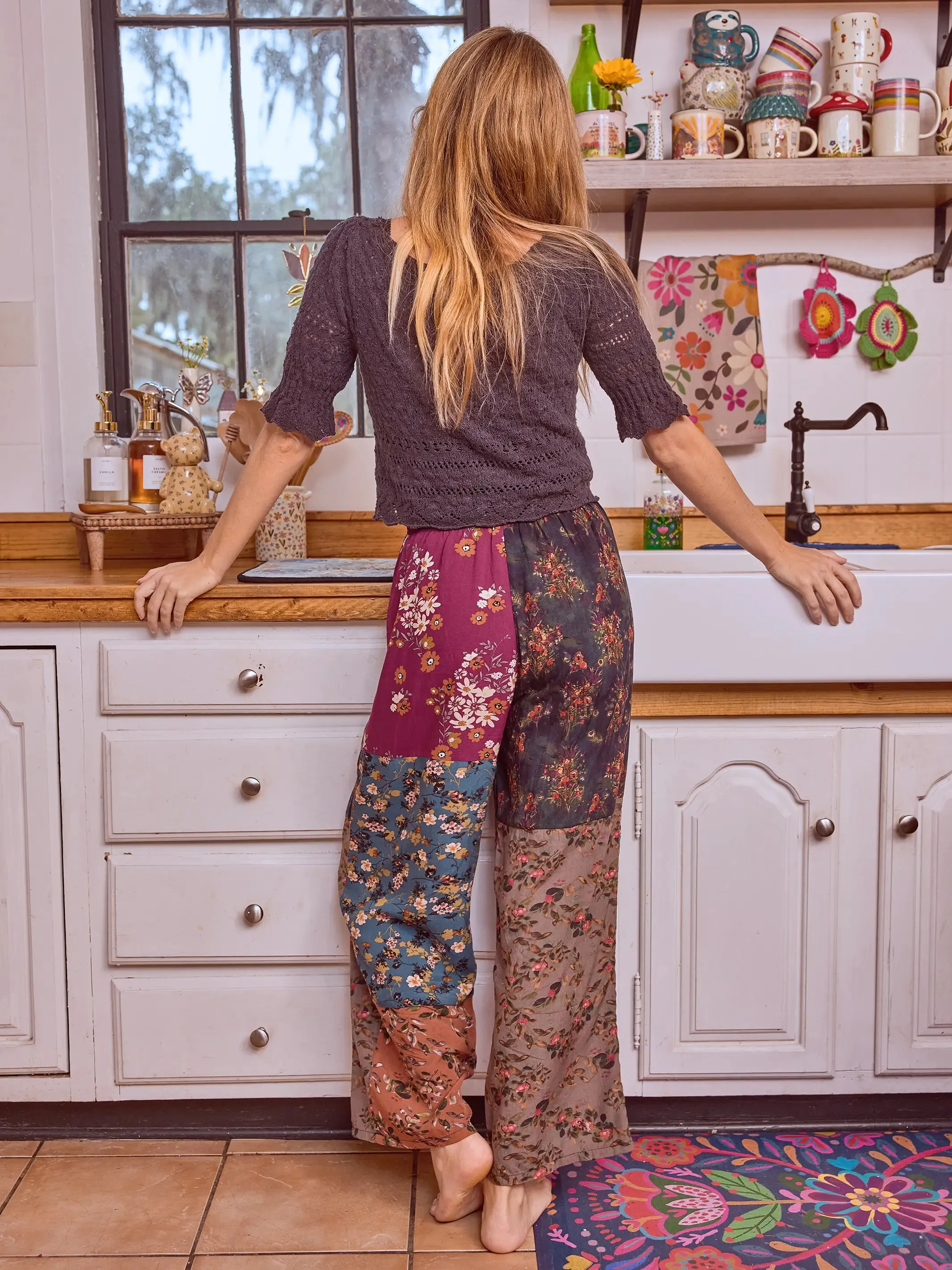 Mimi Pant - Rust Teal Mixed Floral sold by NATURAL LIFE product image thumbnail 2