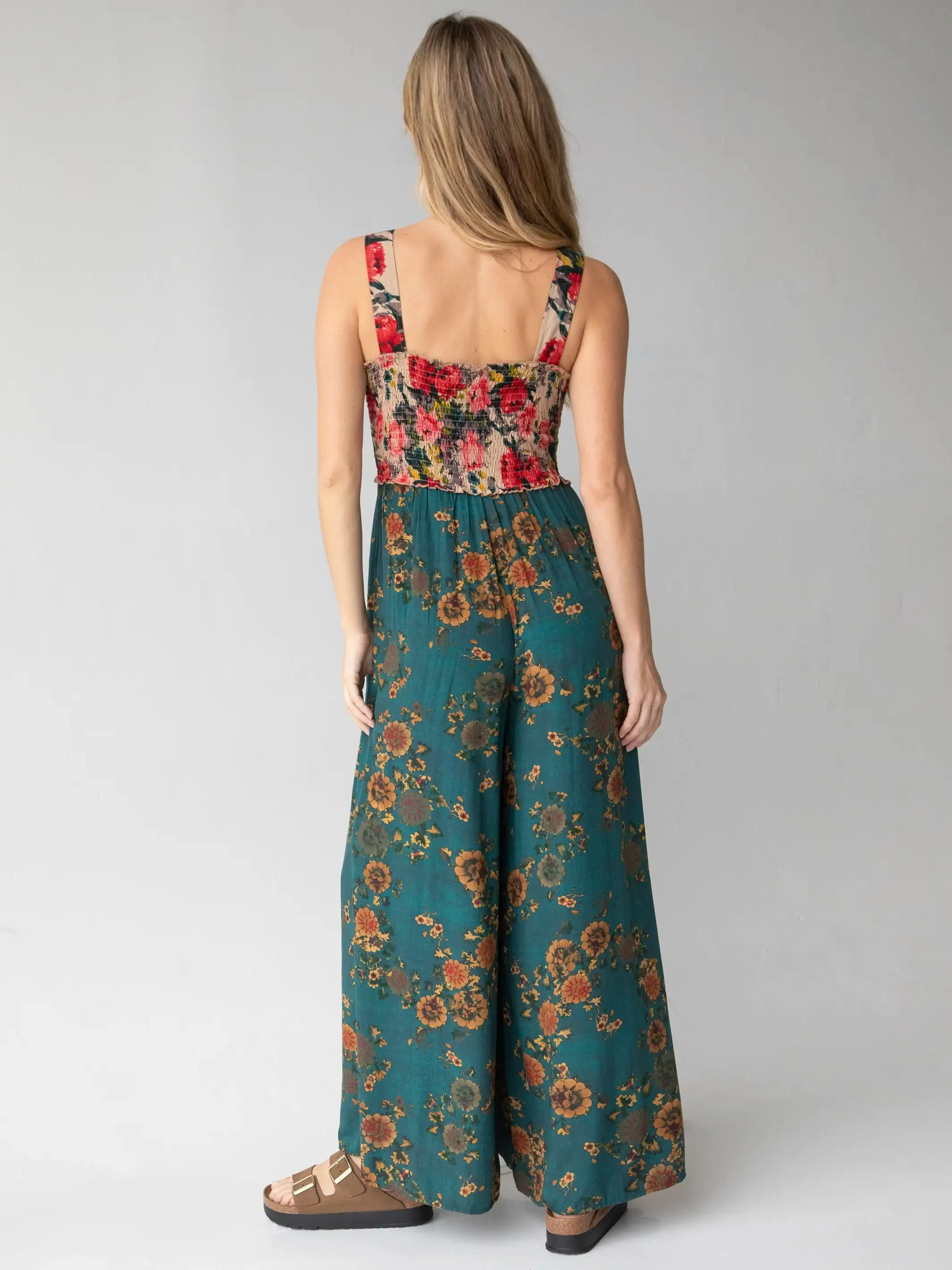 Sedona Jumpsuit - Tan Teal Mixed Floral sold by NATURAL LIFE product image thumbnail 5