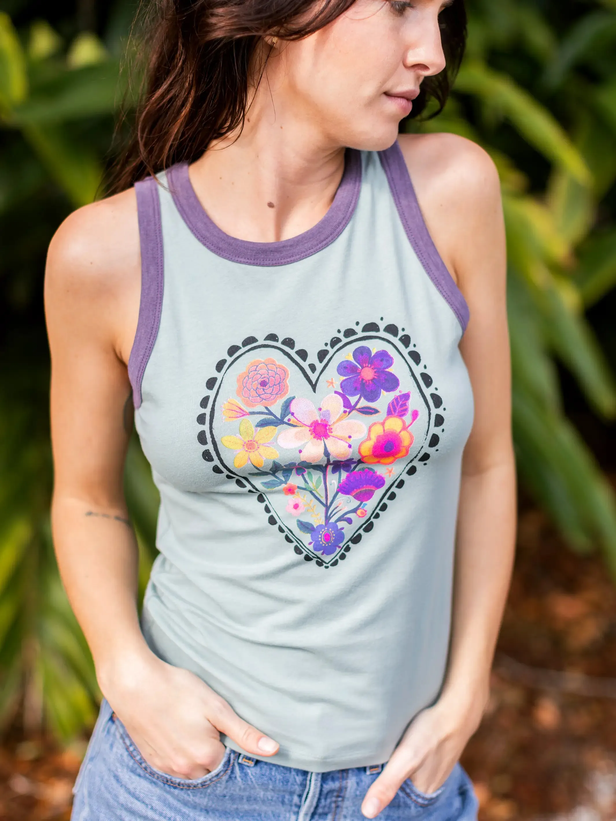 Ringer Tank Top - Bay Heart sold by NATURAL LIFE