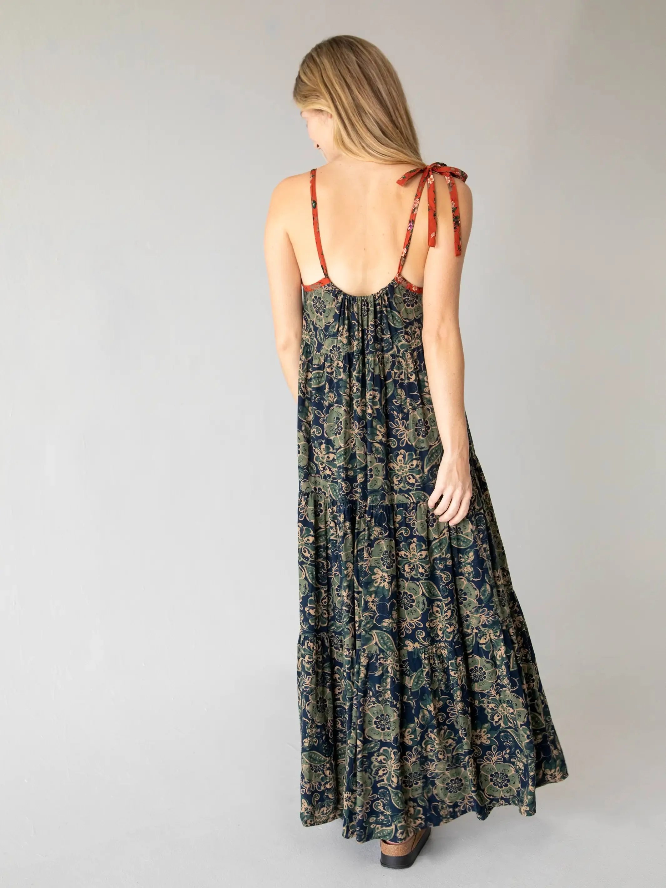 Madi Maxi Slip Dress - Navy Cream Primrose sold by NATURAL LIFE product image thumbnail 5