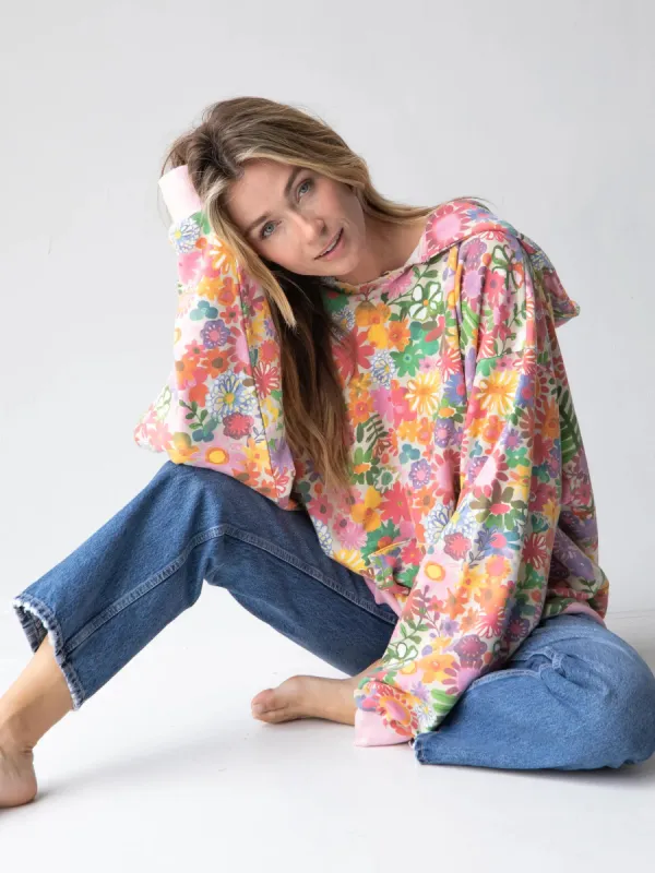 Oversized Printed Hoodie - Rainbow Floral sold by NATURAL LIFE