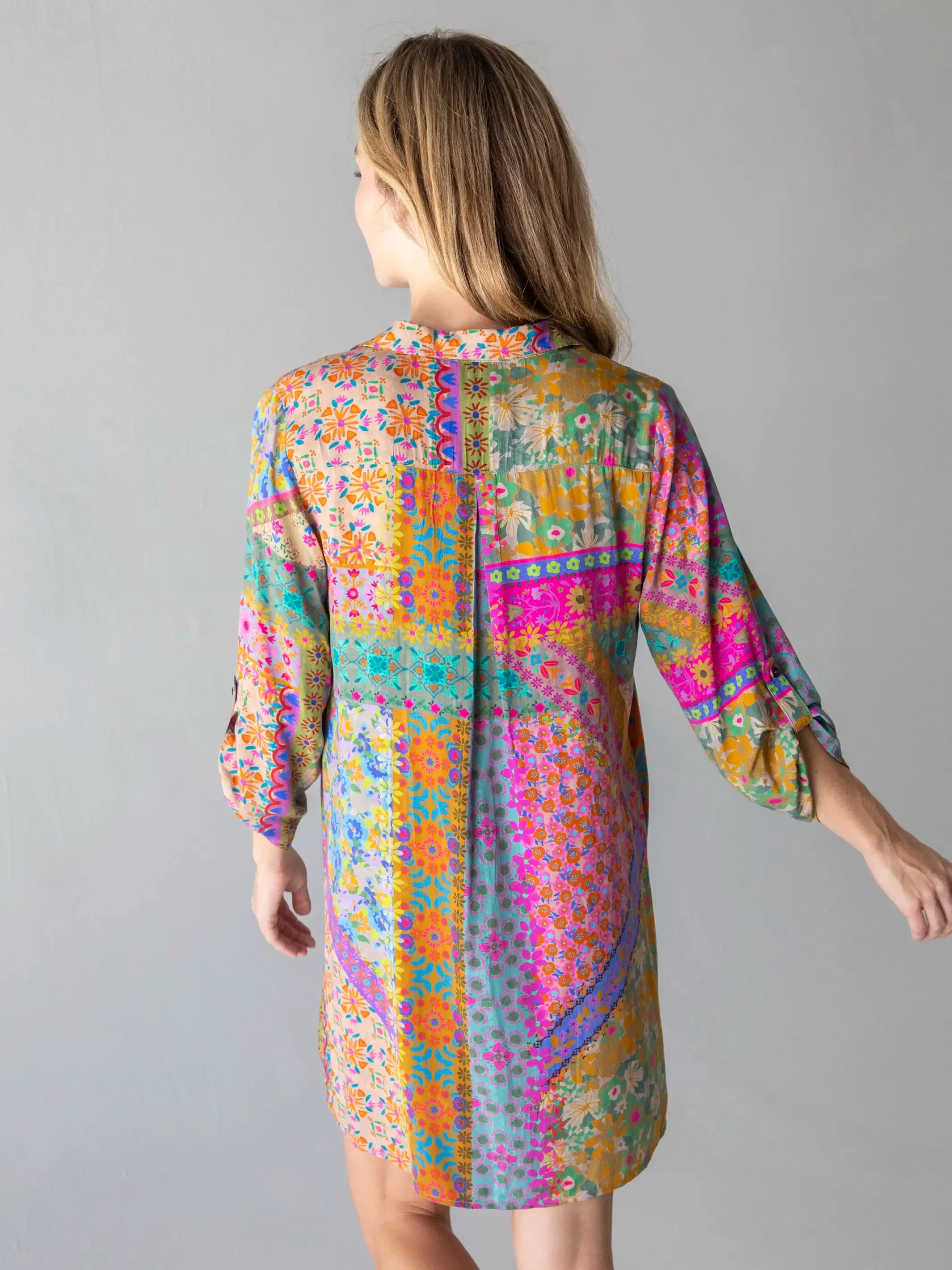 Lola Shirt Dress - Folk Flower Patchwork sold by NATURAL LIFE product image thumbnail 3