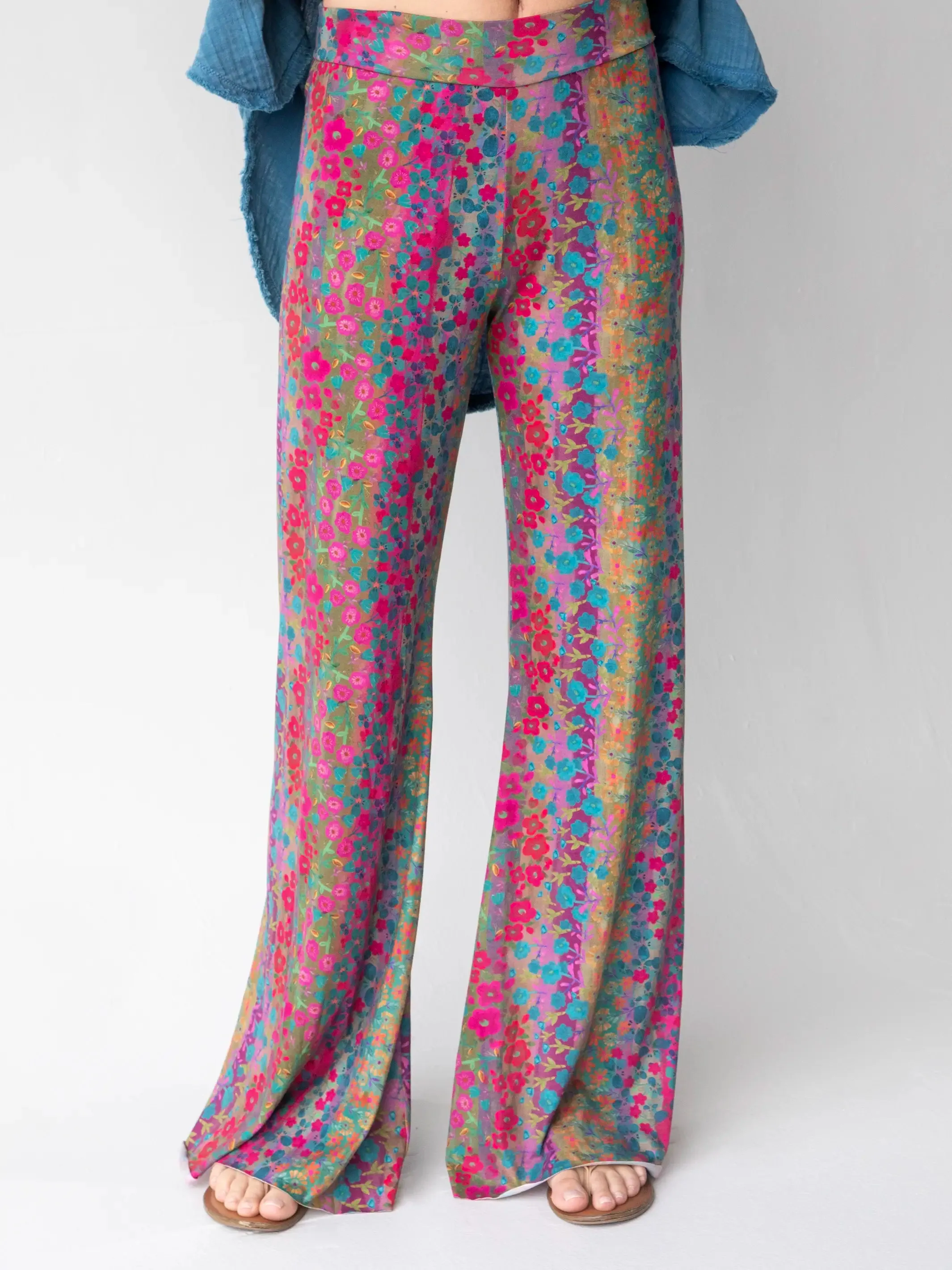 Cali Knit Flare Pant - Dark Rainbow Floral sold by NATURAL LIFE