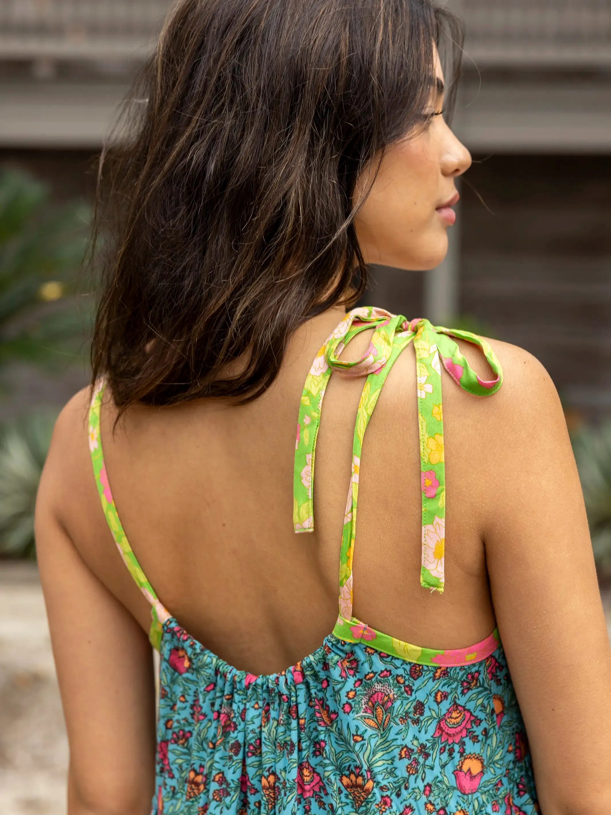 Maddie Maxi Dress - Turquoise Pink Fan Floral sold by NATURAL LIFE product image thumbnail 5