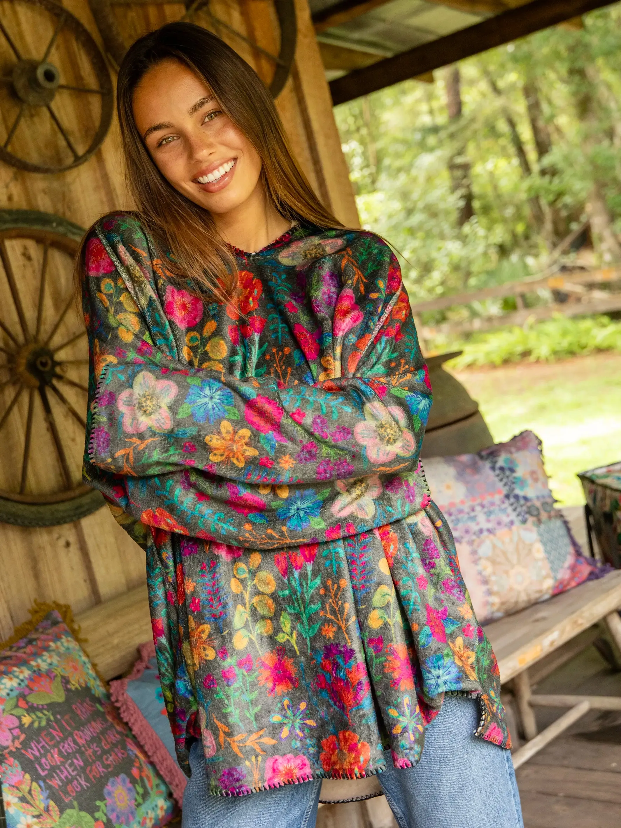 Cozy Blanket Hoodie - Rainbow Garden sold by NATURAL LIFE