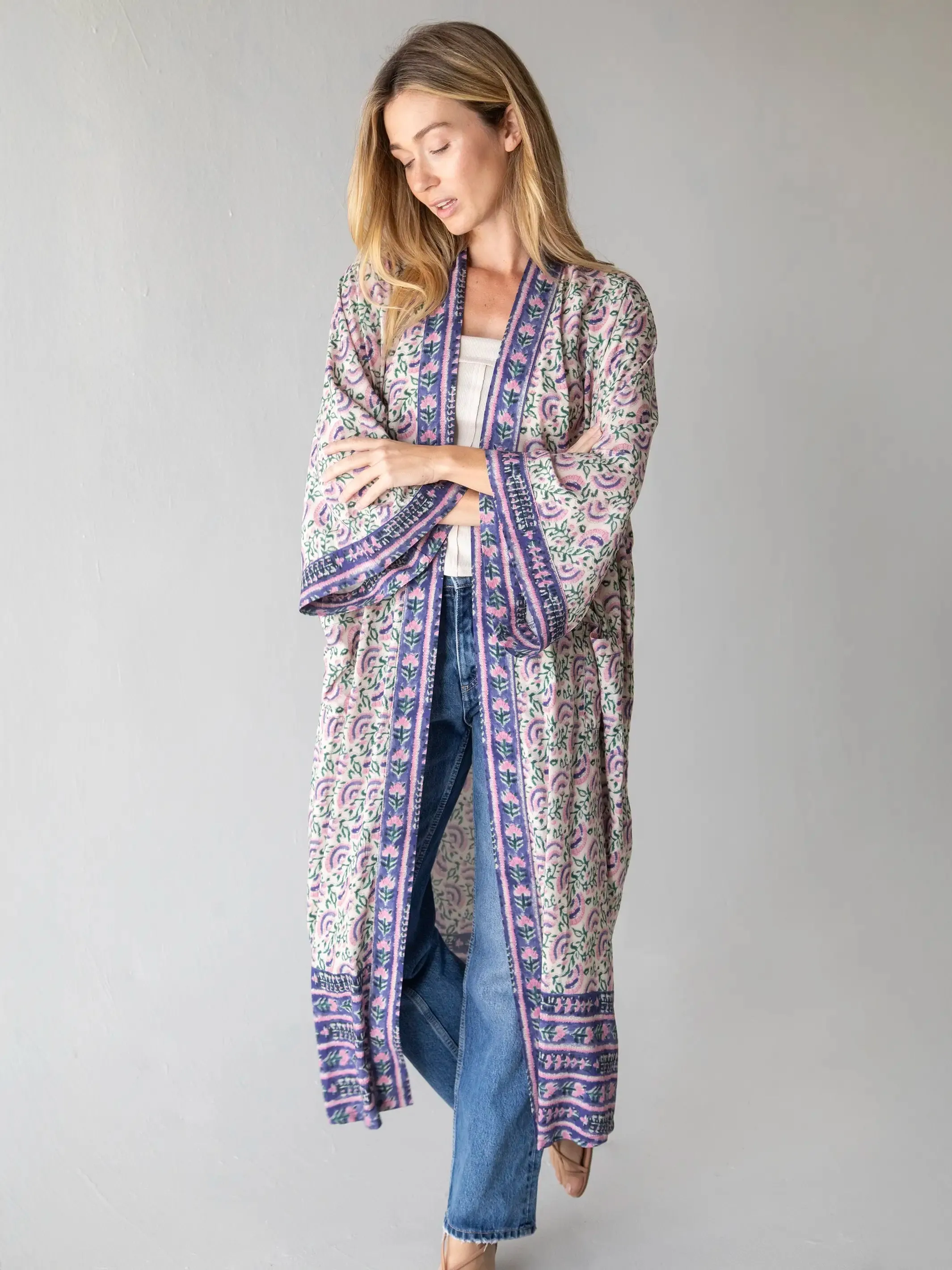 Camila Kimono - Purple Fan Floral sold by NATURAL LIFE