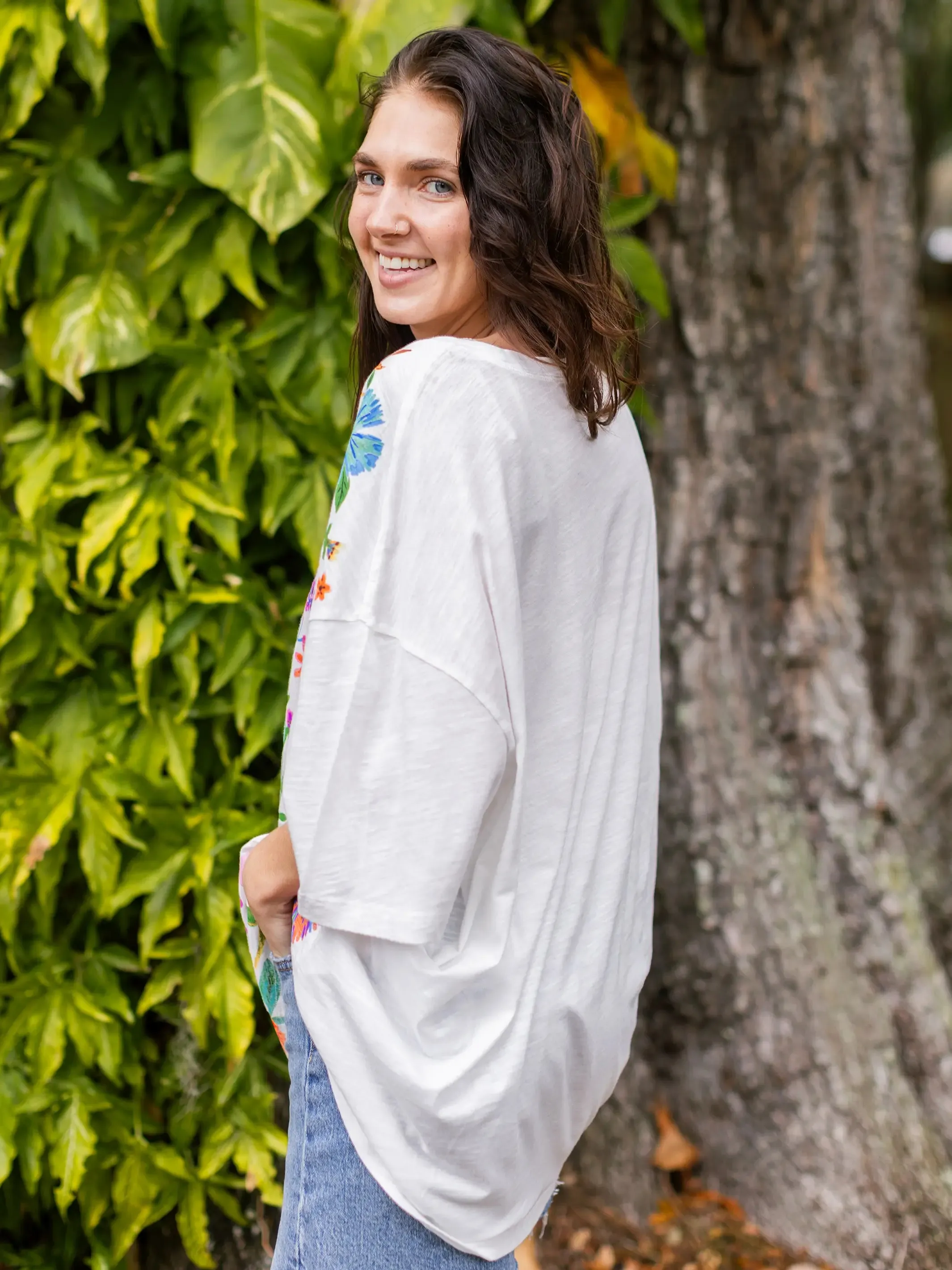 One Size Cotton Easy Tee - Rainbow Garden White sold by NATURAL LIFE product image thumbnail 2