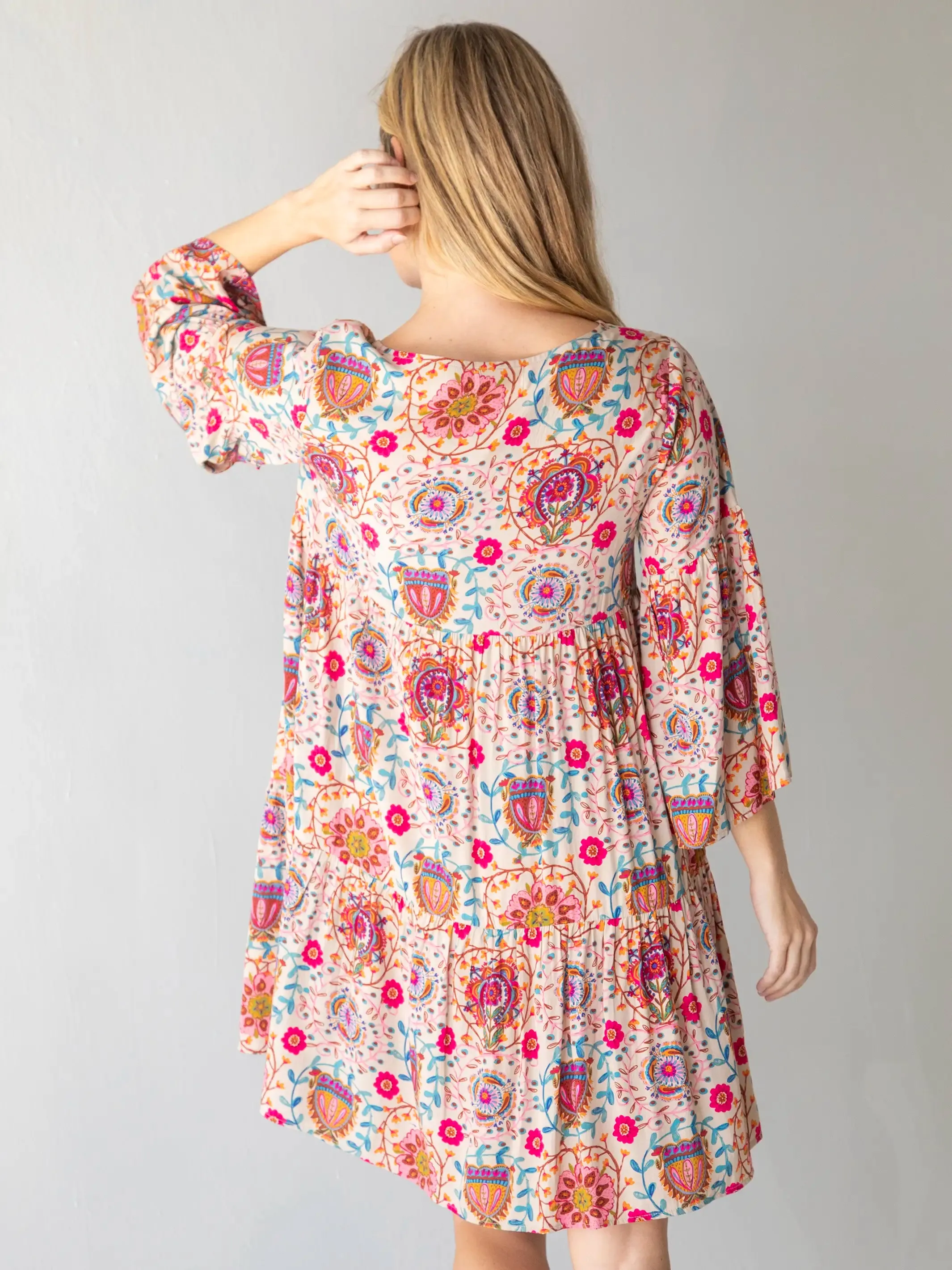 Charlotte Dress - Pink Folk Floral sold by NATURAL LIFE product image thumbnail 4