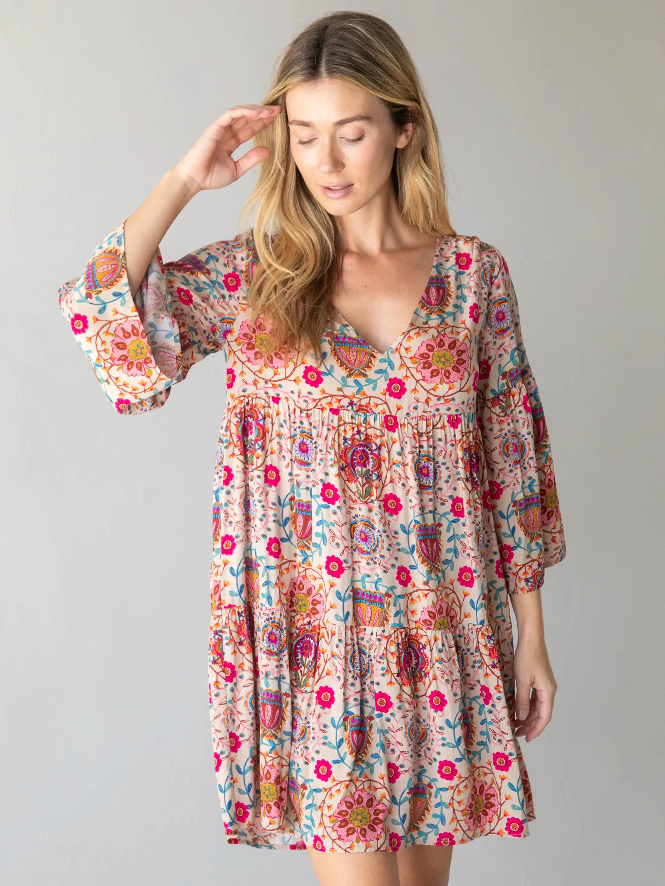 Charlotte Dress - Pink Folk Floral sold by NATURAL LIFE product image thumbnail 3