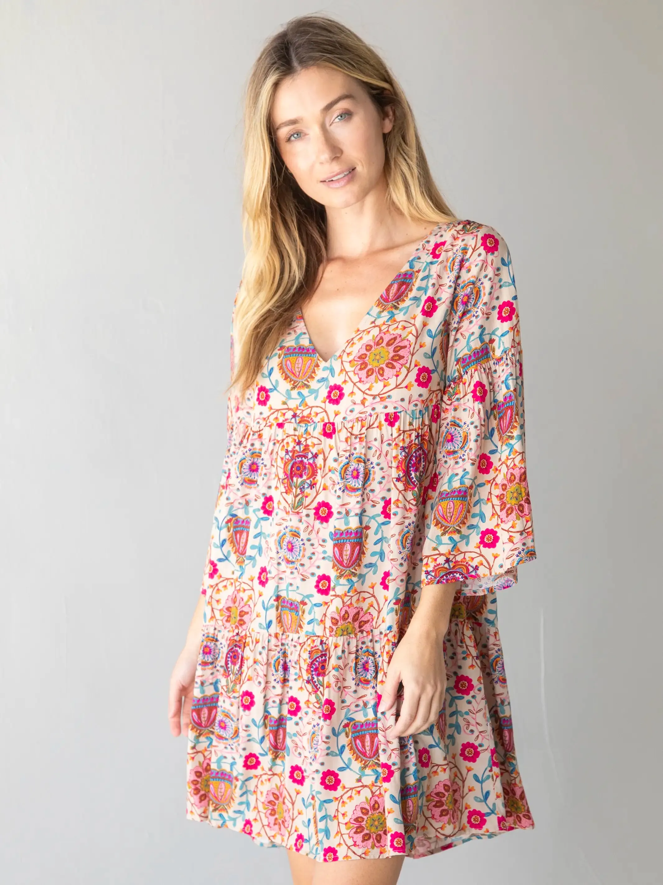 Charlotte Dress - Pink Folk Floral sold by NATURAL LIFE product image thumbnail 2