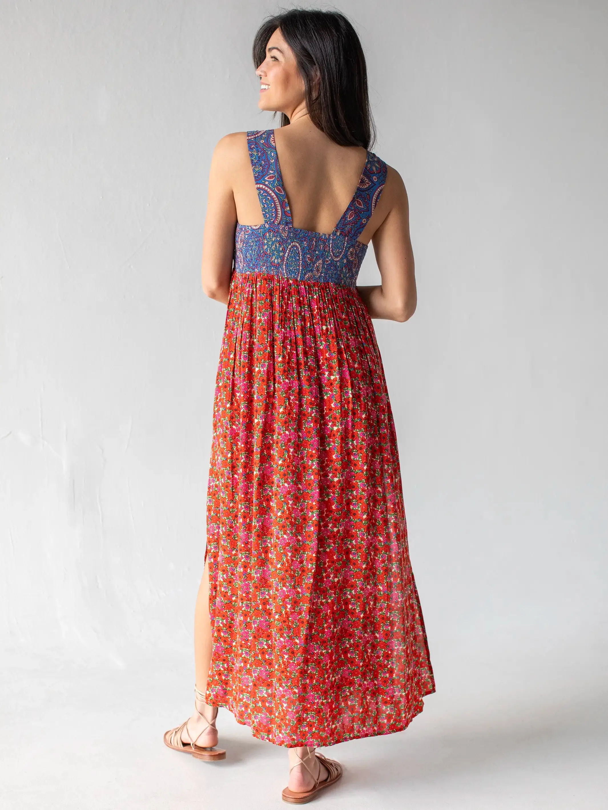 Tricia Maxi Dress - Blue Red Ditsy sold by NATURAL LIFE product image thumbnail 5