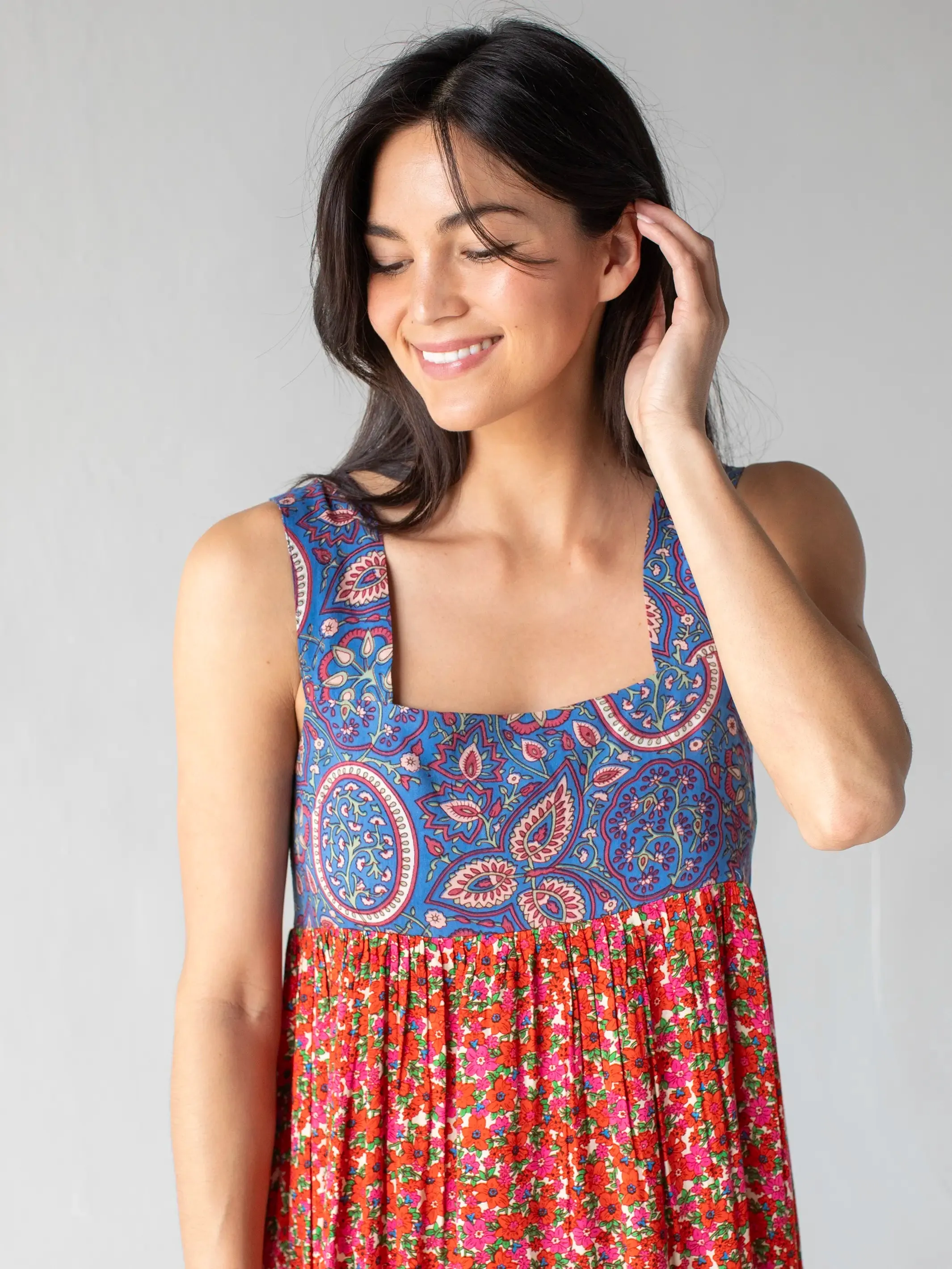 Tricia Maxi Dress - Blue Red Ditsy sold by NATURAL LIFE product image thumbnail 3