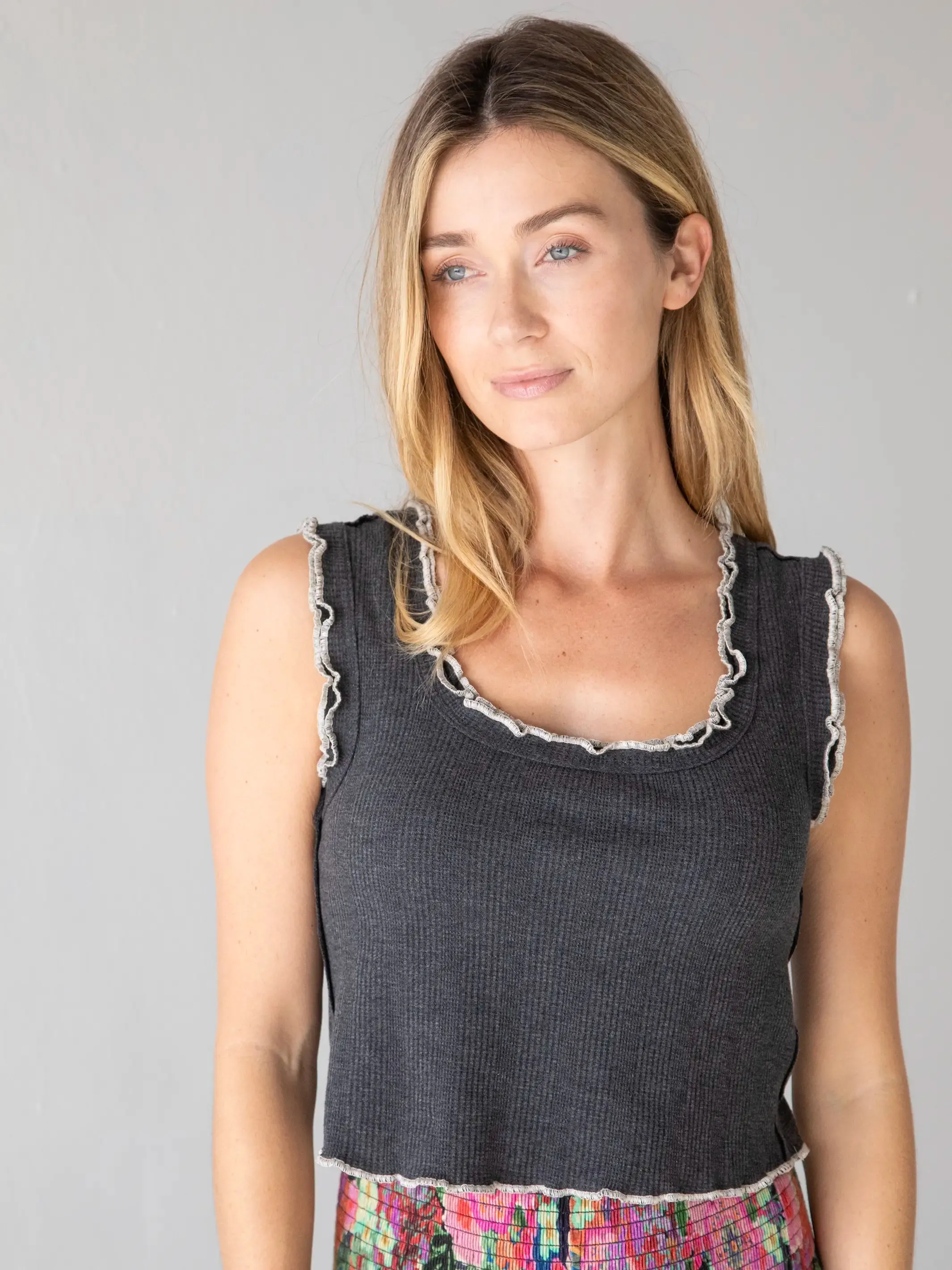 Sunroom Ruffle Tank - Charcoal sold by NATURAL LIFE product image thumbnail 4