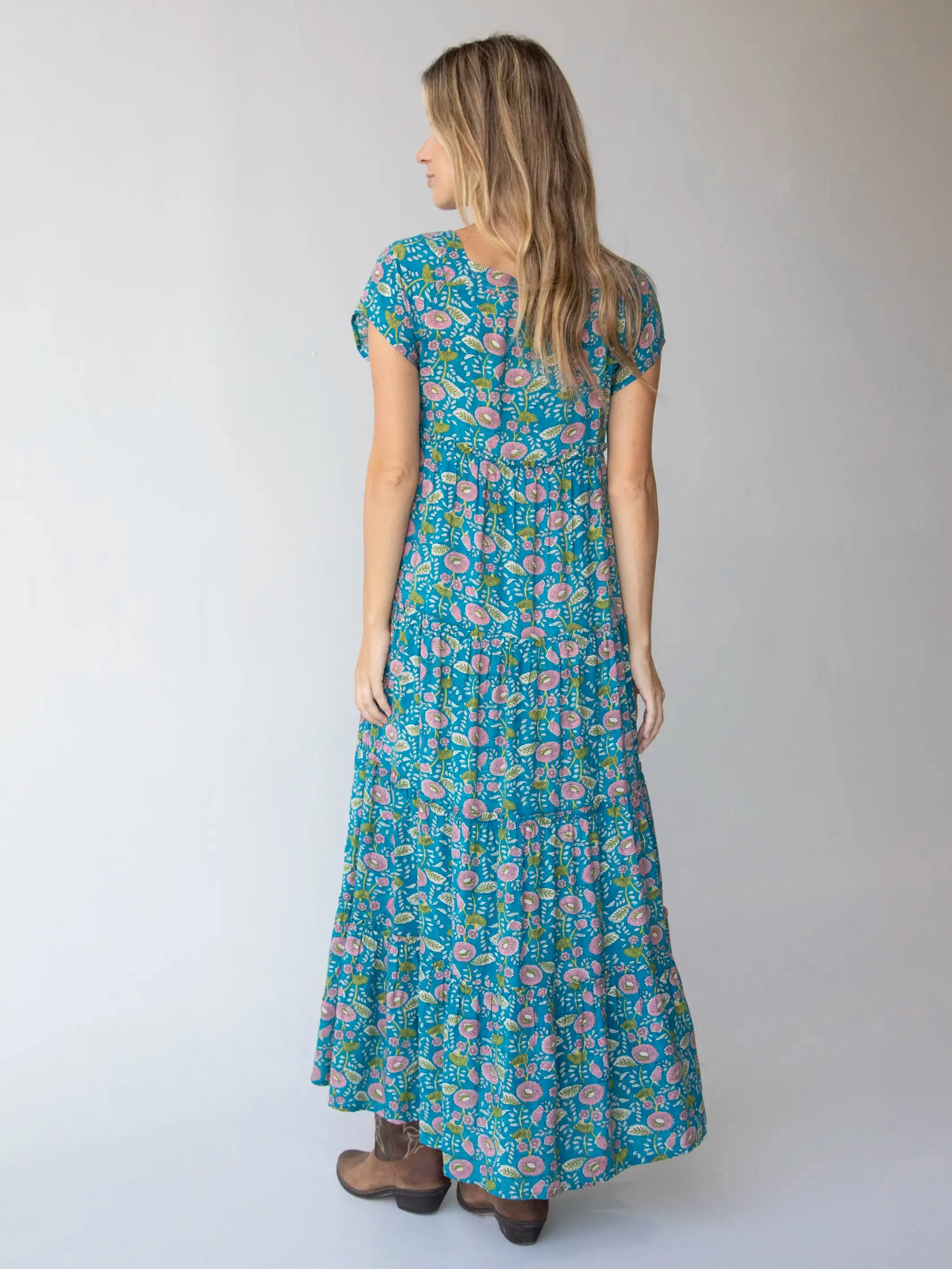 Berkley Maxi Dress - Blue Floral Vines sold by NATURAL LIFE product image thumbnail 3
