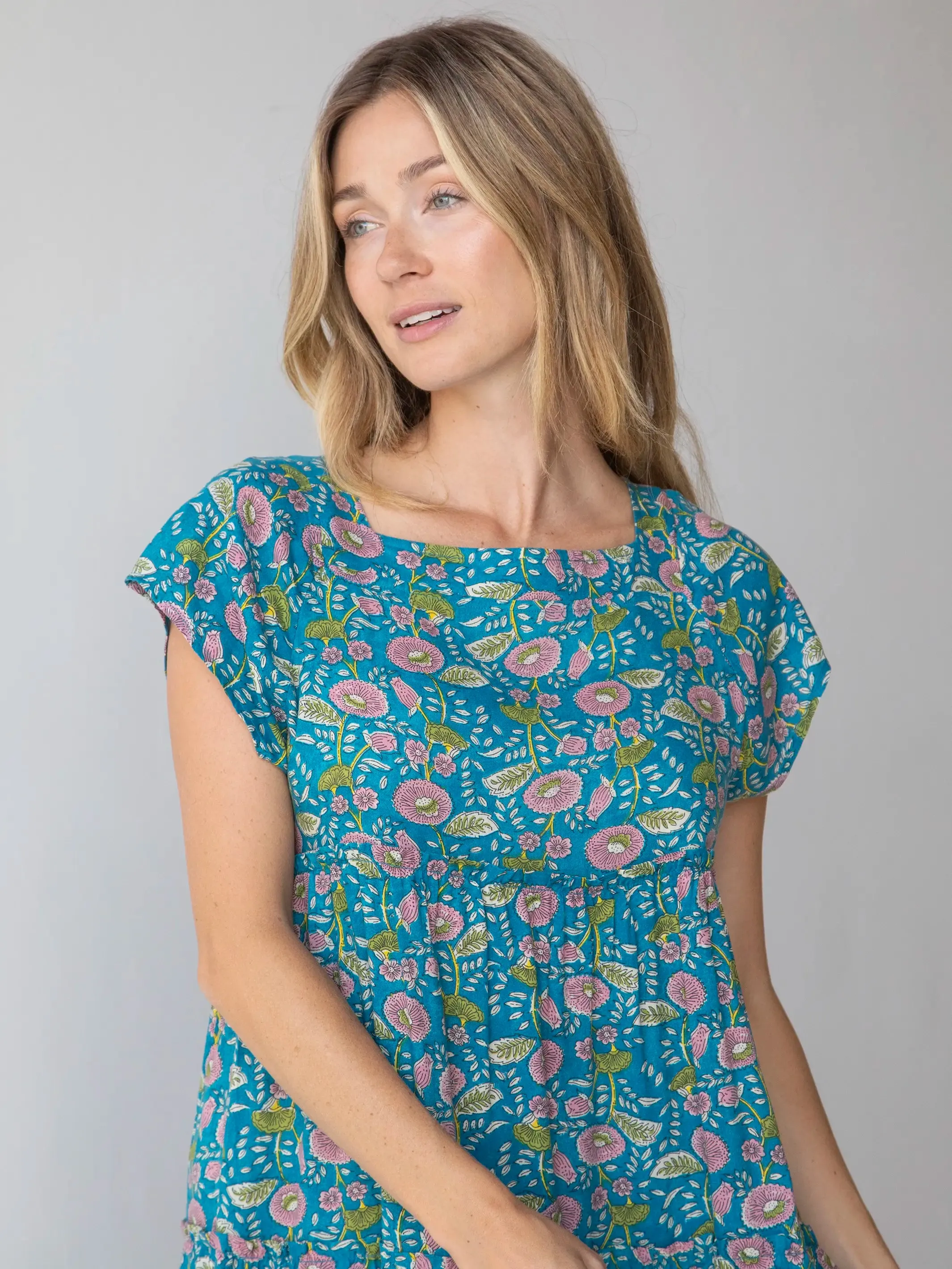 Berkley Maxi Dress - Blue Floral Vines sold by NATURAL LIFE product image thumbnail 2