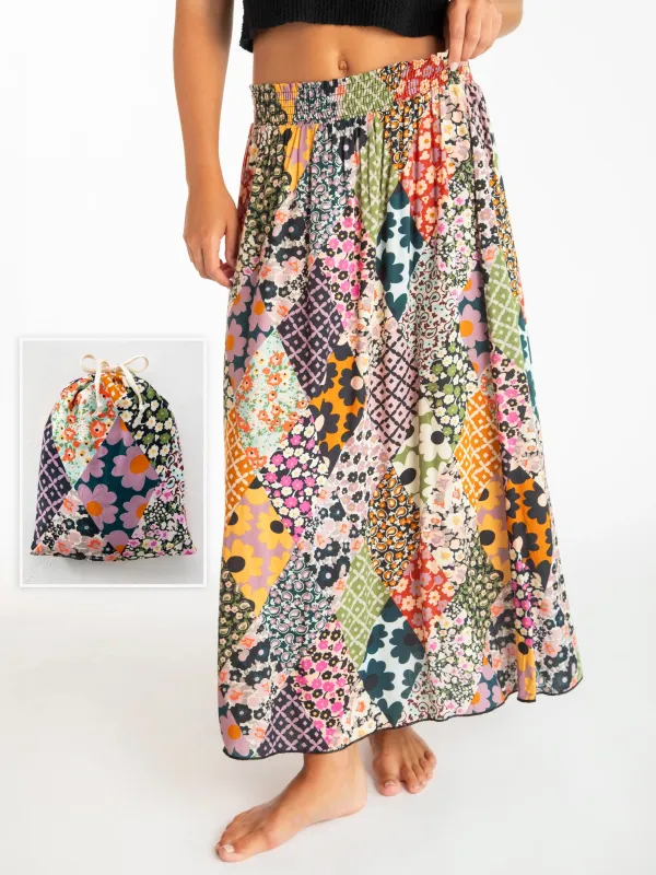 Skirt-In-A-Bag - Floral Diamonds Patchwork sold by NATURAL LIFE