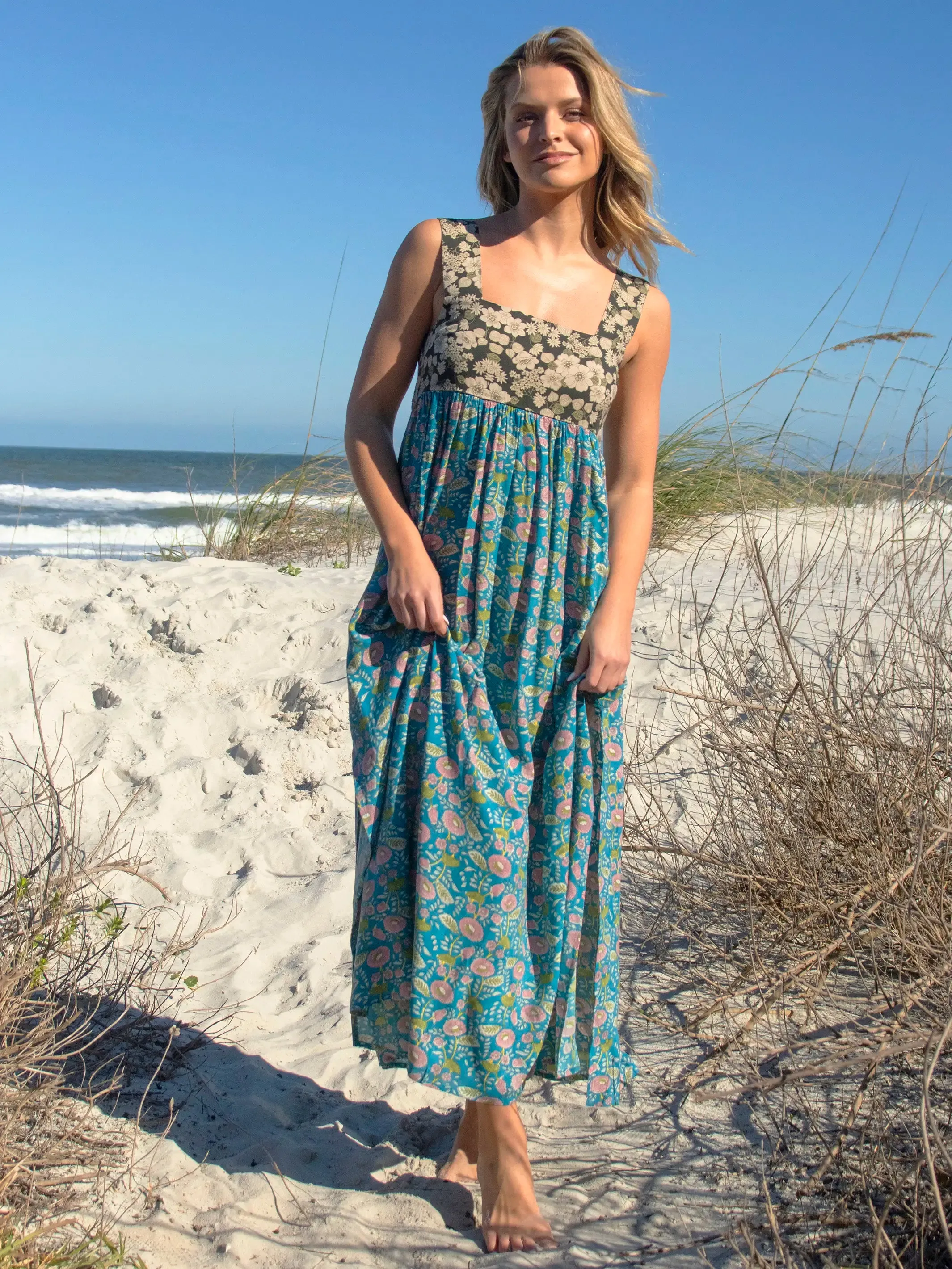 Tricia Maxi Dress - Black Blue Floral sold by NATURAL LIFE product image thumbnail 2