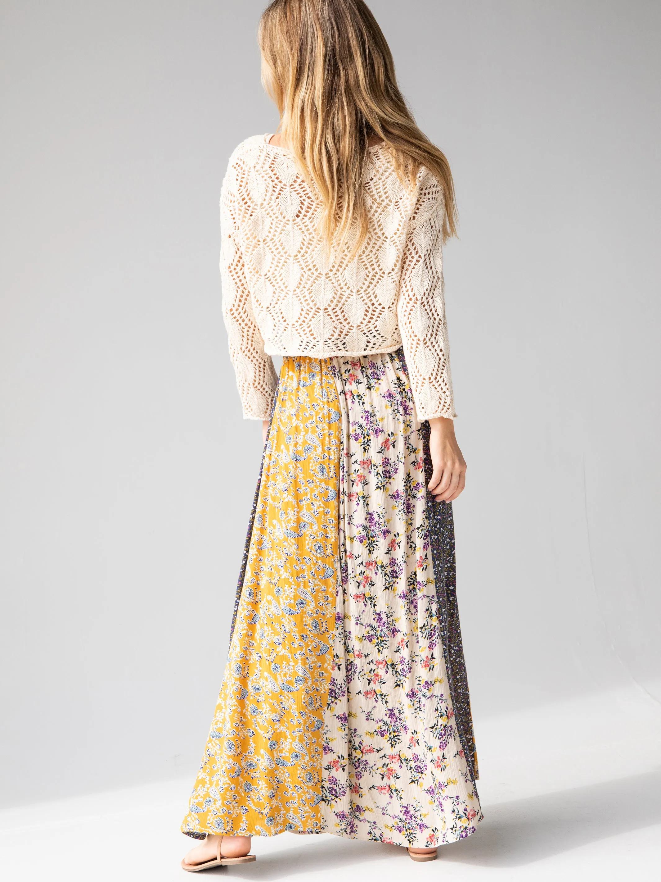 Valentina Maxi Skirt - Yellow Cream Floral sold by NATURAL LIFE product image thumbnail 3