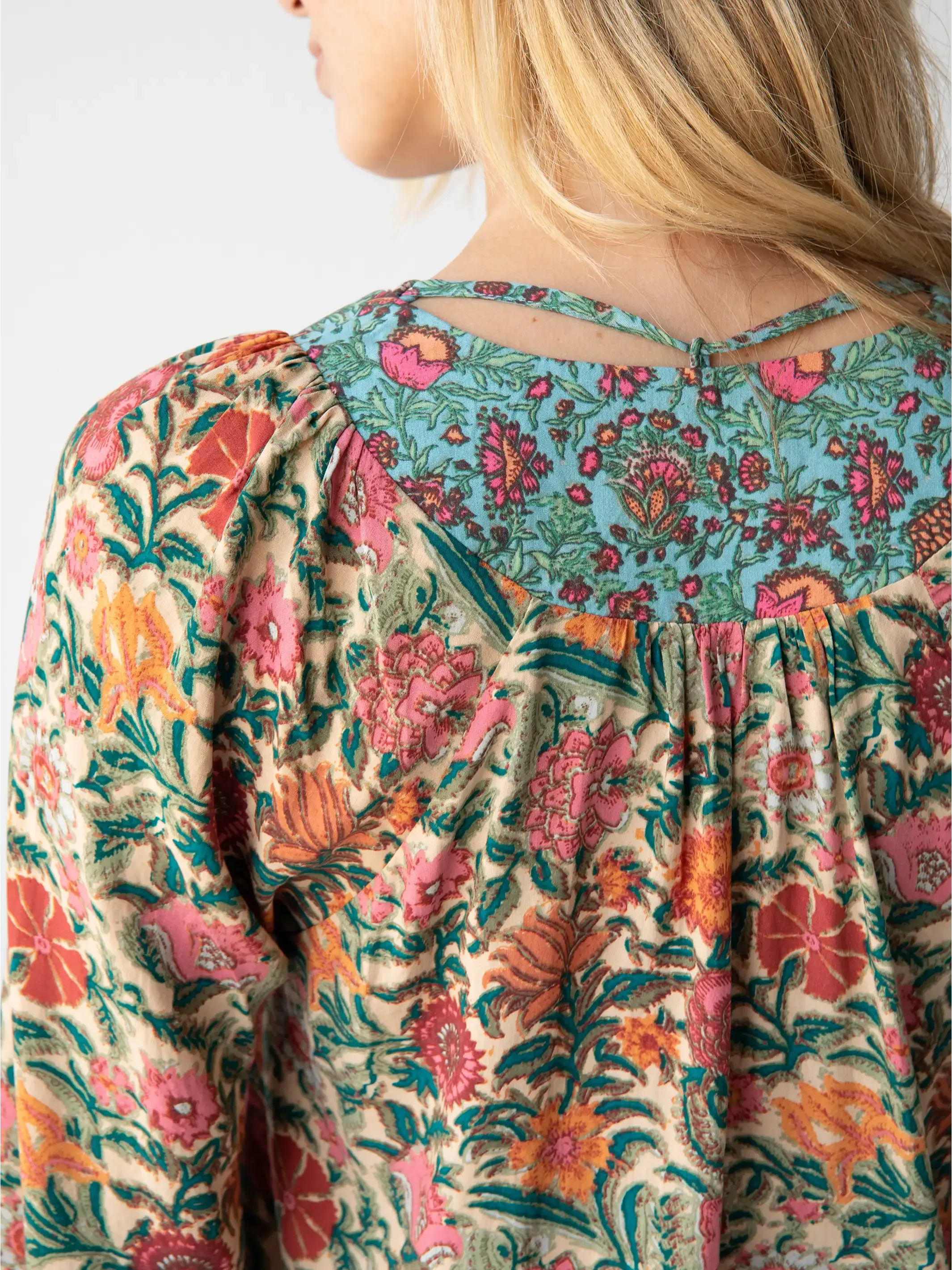 Rowan Top - Turquoise Cream Mixed Floral sold by NATURAL LIFE product image thumbnail 3