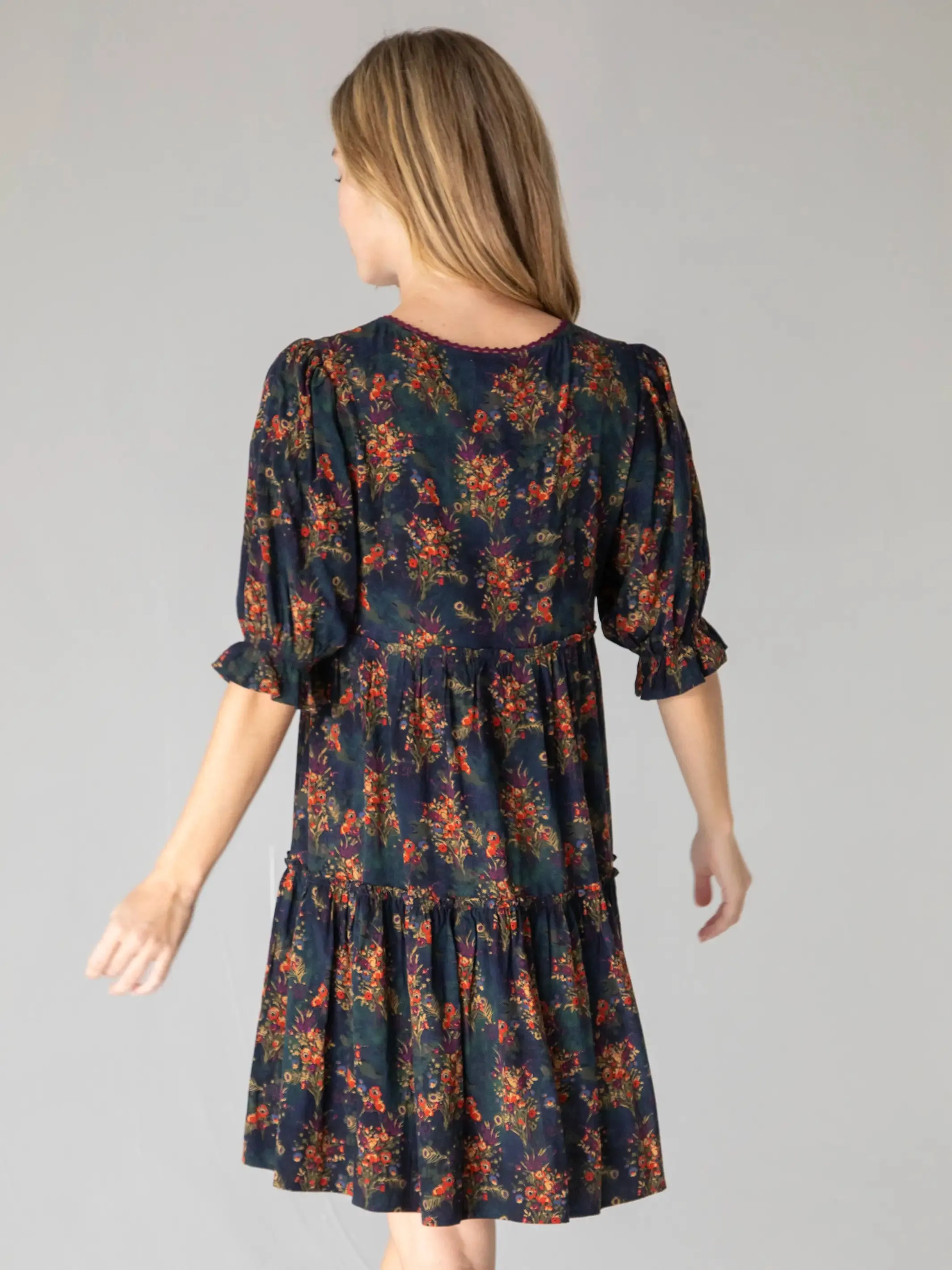 Collette Mini Dress - Navy Red Feathers sold by NATURAL LIFE product image thumbnail 3
