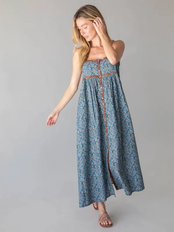 Sidney Maxi Dress - Blue Floral Cotton sold by NATURAL LIFE