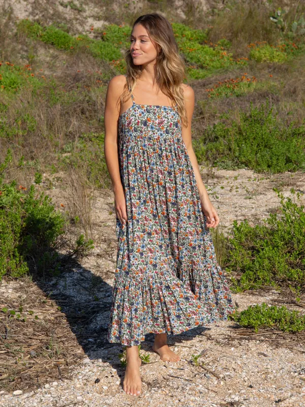 Nina Midi Dress - White Green Floral sold by NATURAL LIFE