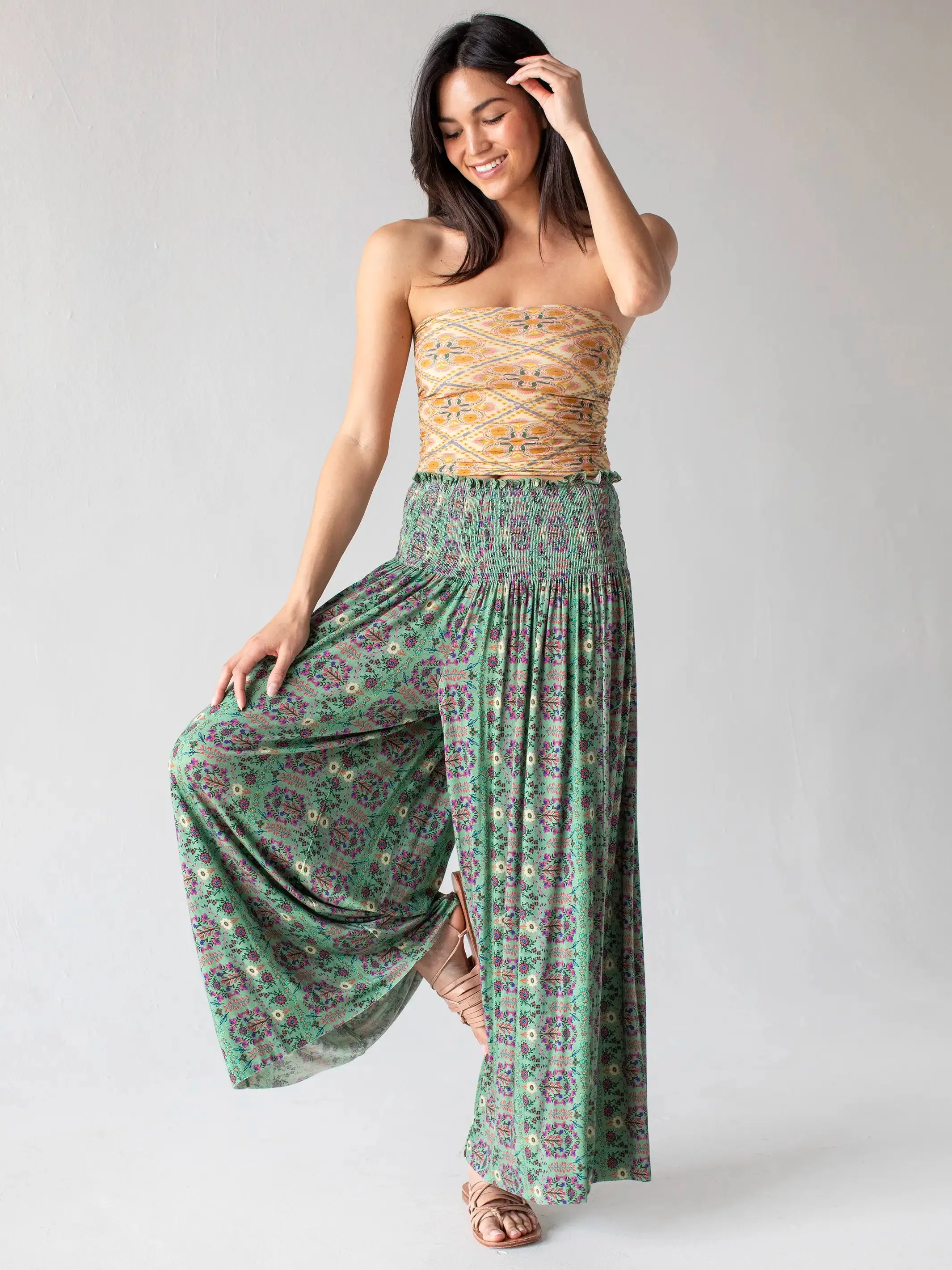 Make A Move Knit Palazzo Pant - Folk Garden Mint sold by NATURAL LIFE product image thumbnail 4