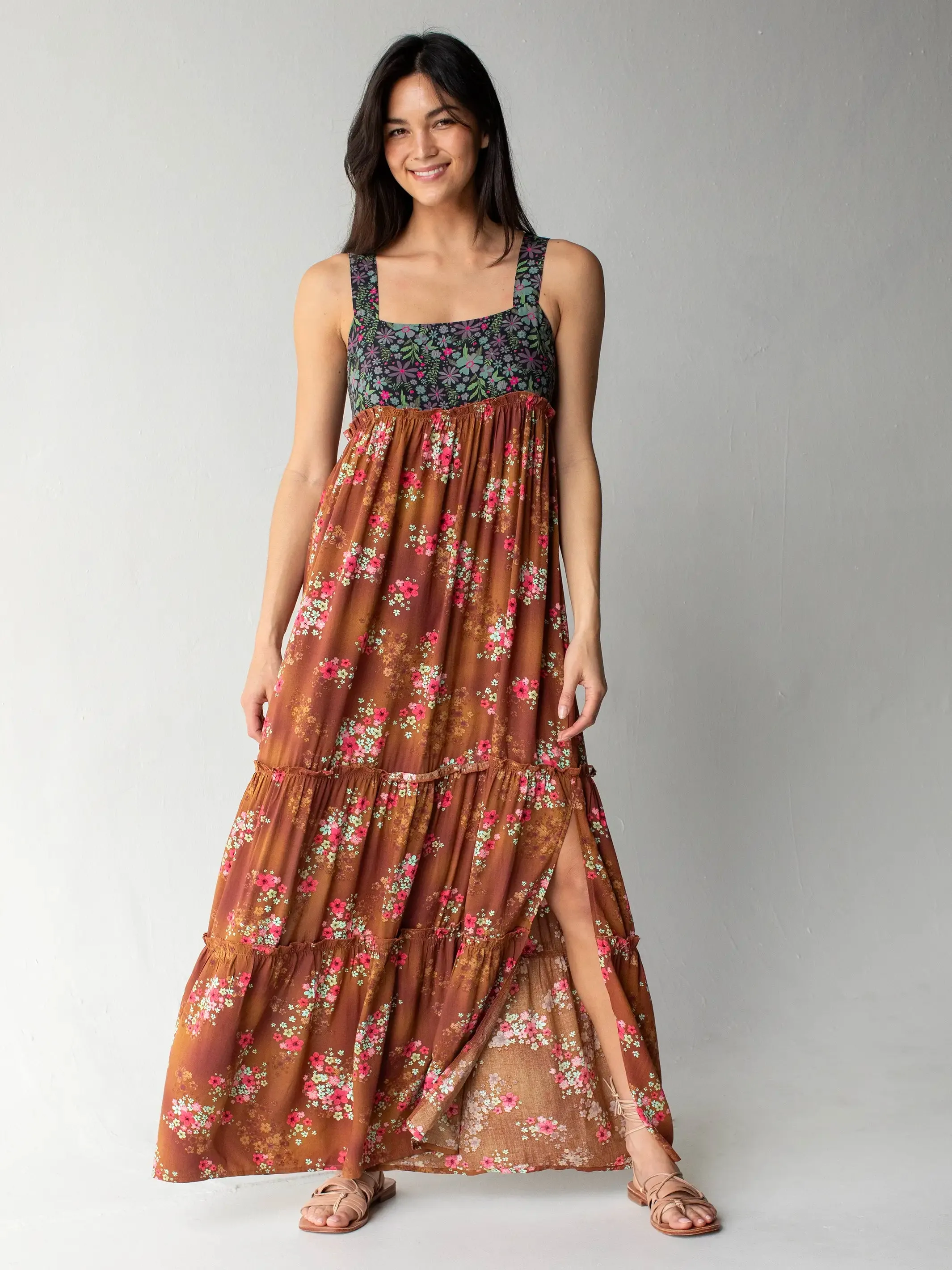 Eliza Maxi Dress - Indigo Chestnut Floral sold by NATURAL LIFE