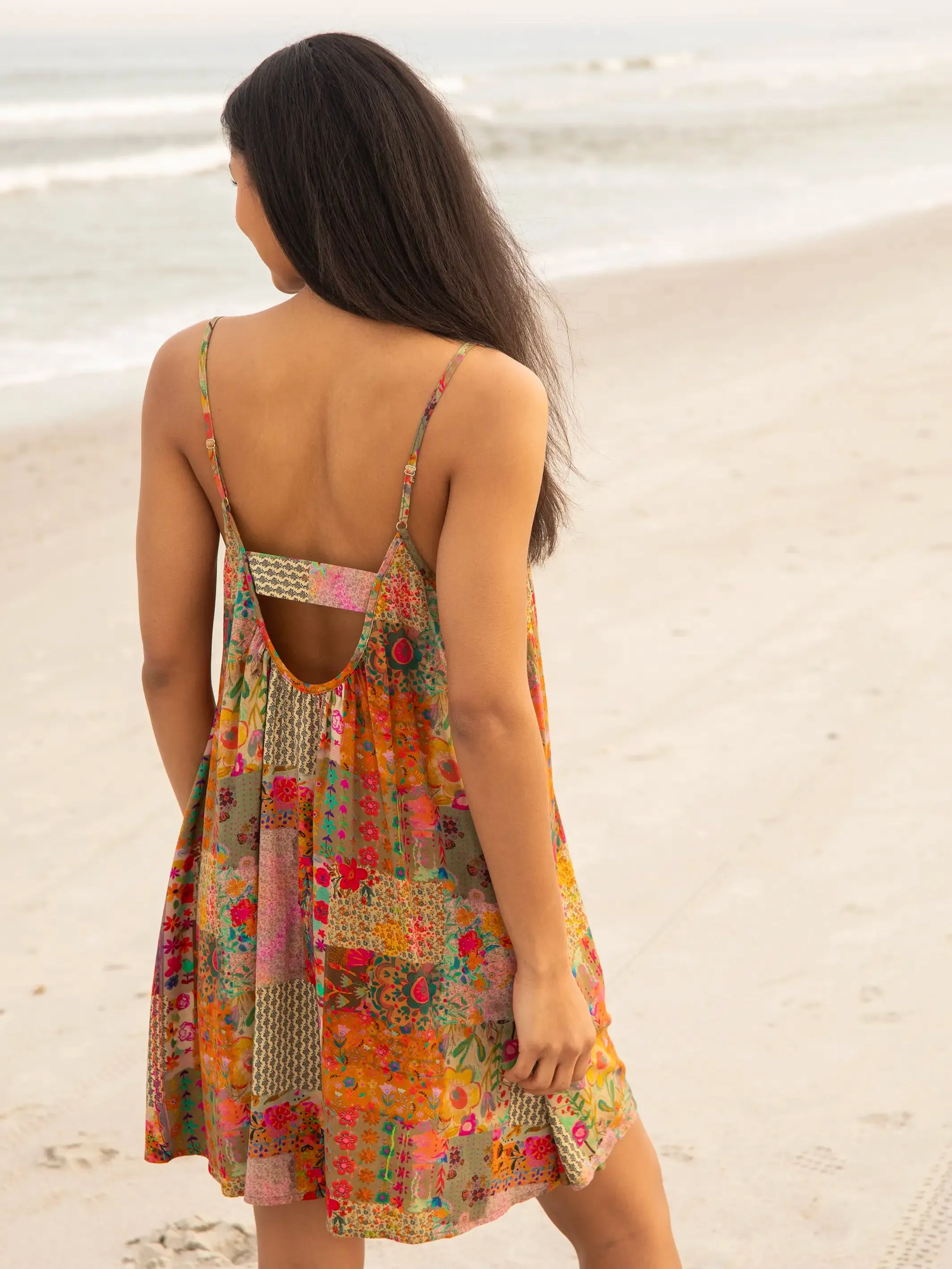 Lizzie Mini Dress - Pink Floral Patchwork sold by NATURAL LIFE product image thumbnail 2