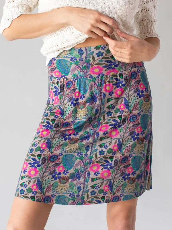 Live-In-It Knit Mini Skirt - Whimsical Painted Garden sold by NATURAL LIFE