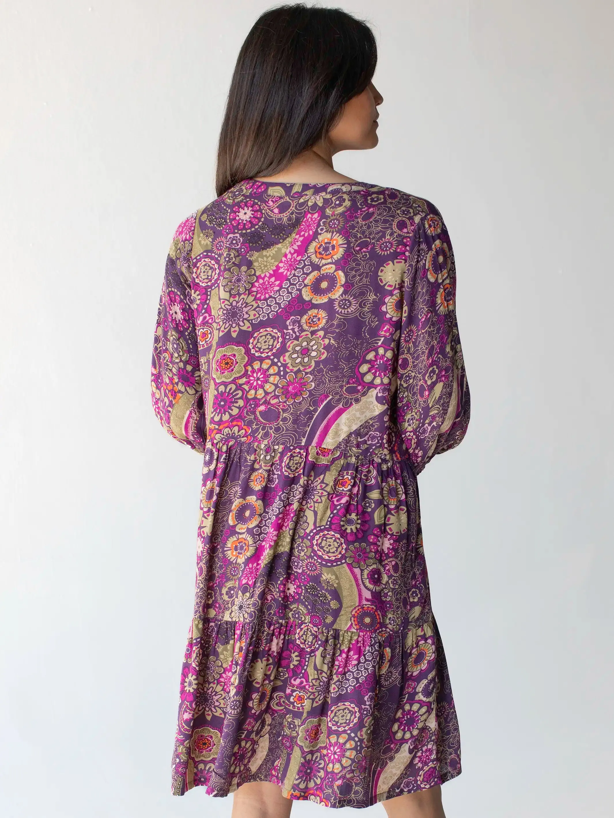 Anita Tunic Dress - Retro Purple Floral sold by NATURAL LIFE product image thumbnail 2