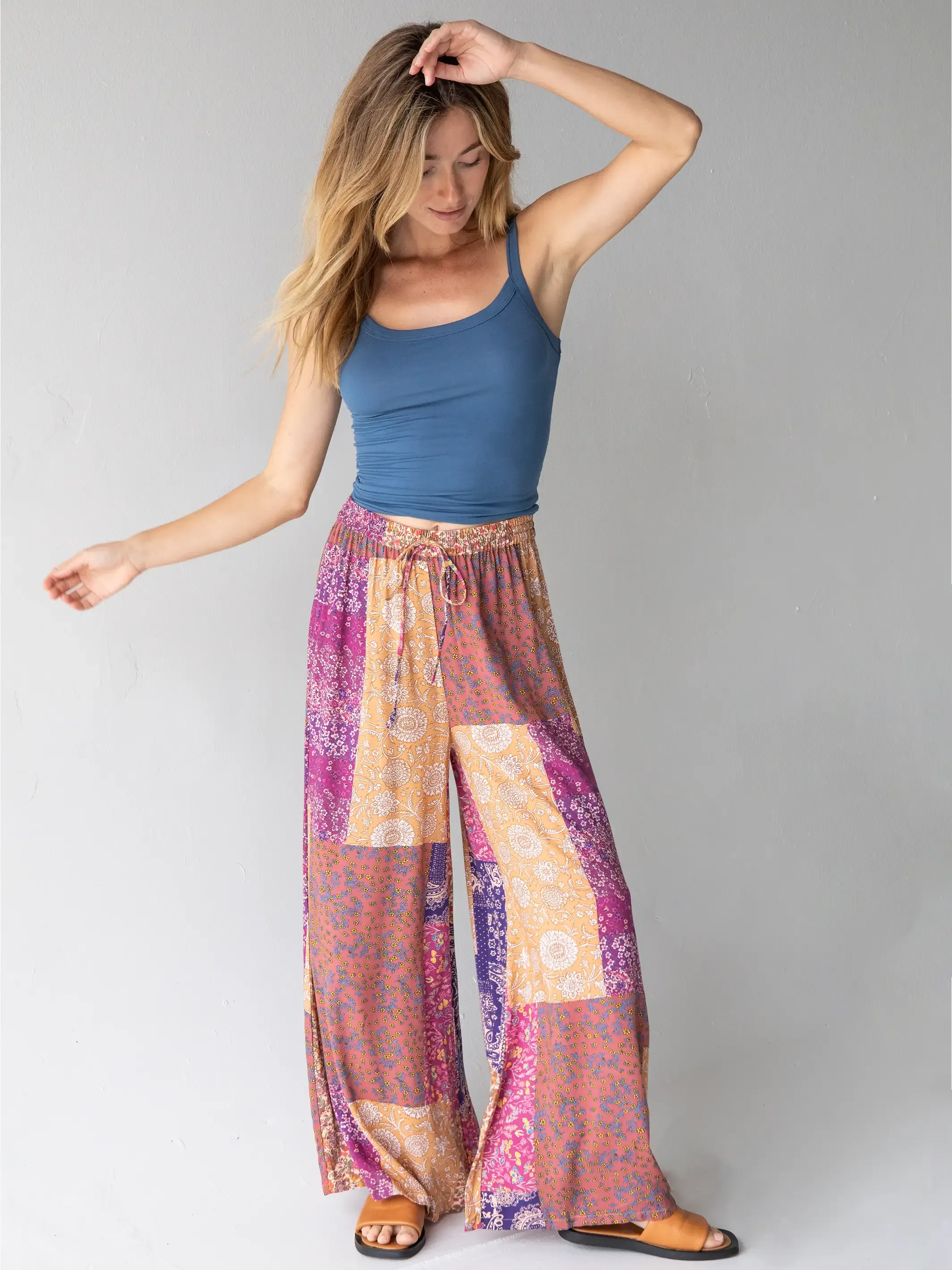 Go With The Flow Wide Leg Pant - Cream Rust Floral sold by NATURAL LIFE product image thumbnail 2