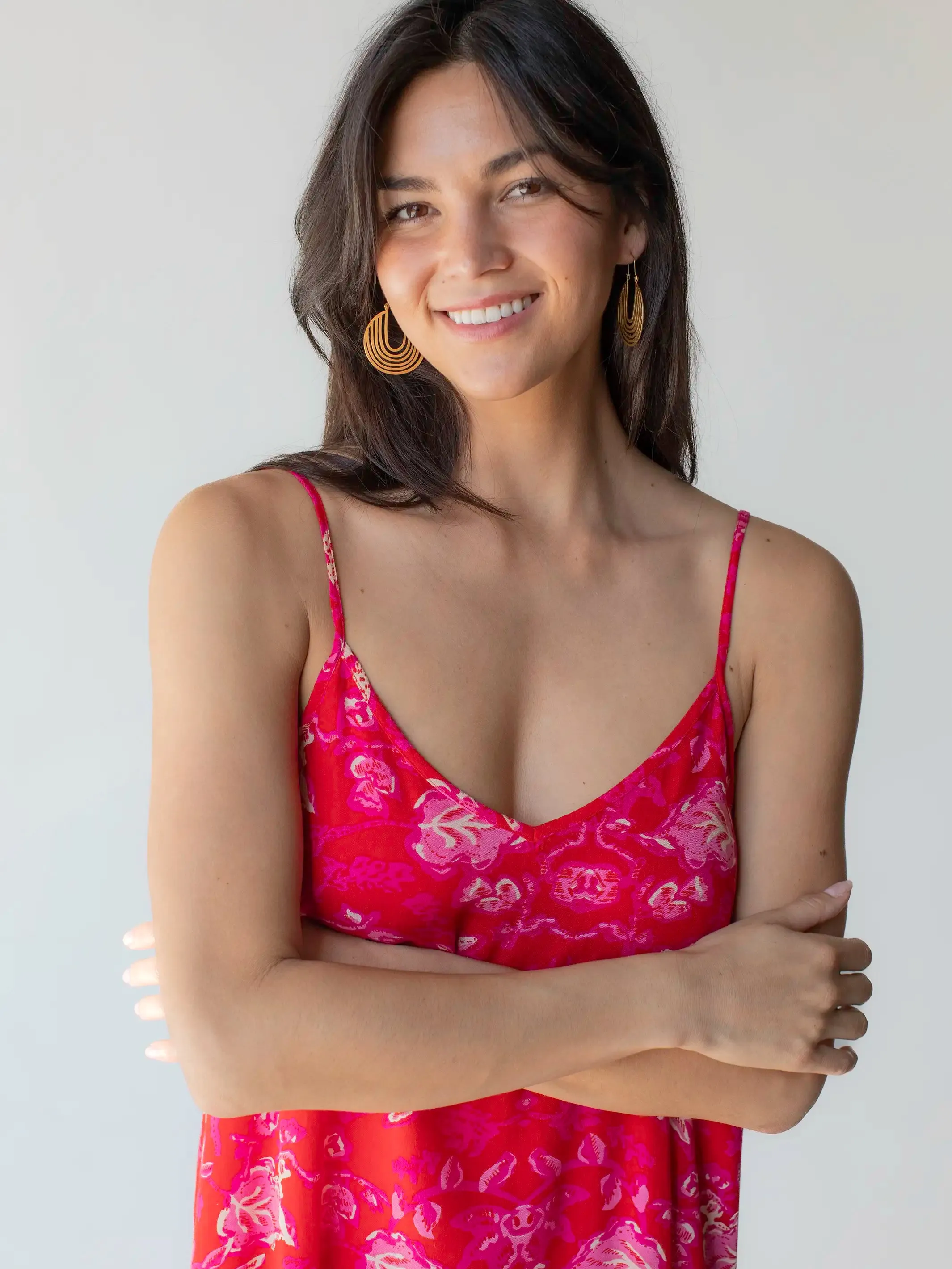 Gracie Slip Maxi Dress - Red Pink Leaf sold by NATURAL LIFE product image thumbnail 3