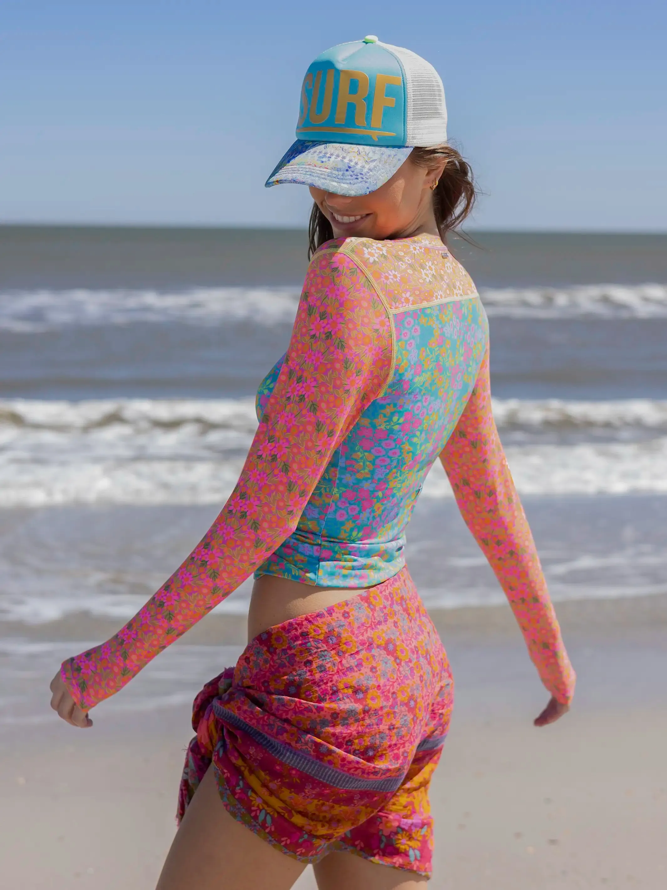 Cabana Life x Natural Life Rashguard - Neon Turquoise Floral sold by NATURAL LIFE product image thumbnail 3