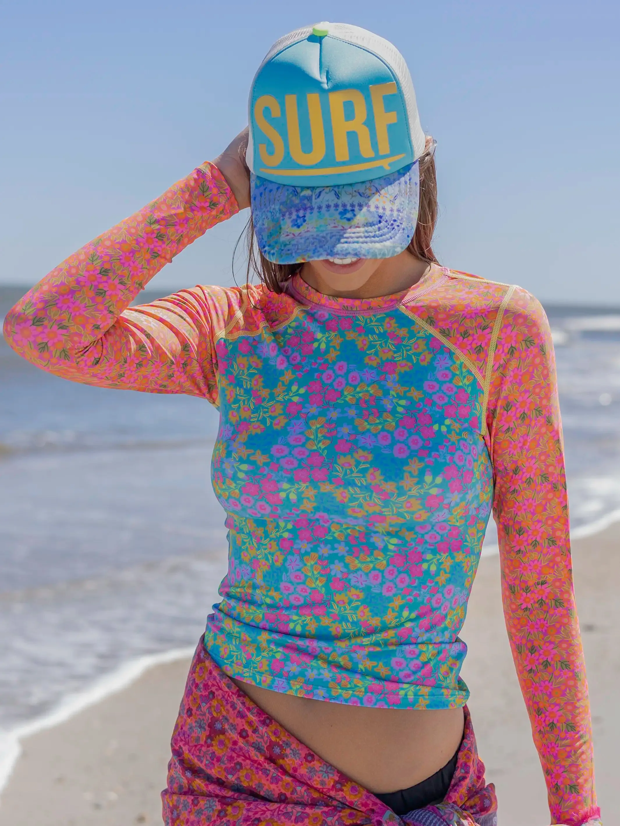 Cabana Life x Natural Life Rashguard - Neon Turquoise Floral sold by NATURAL LIFE product image thumbnail 2