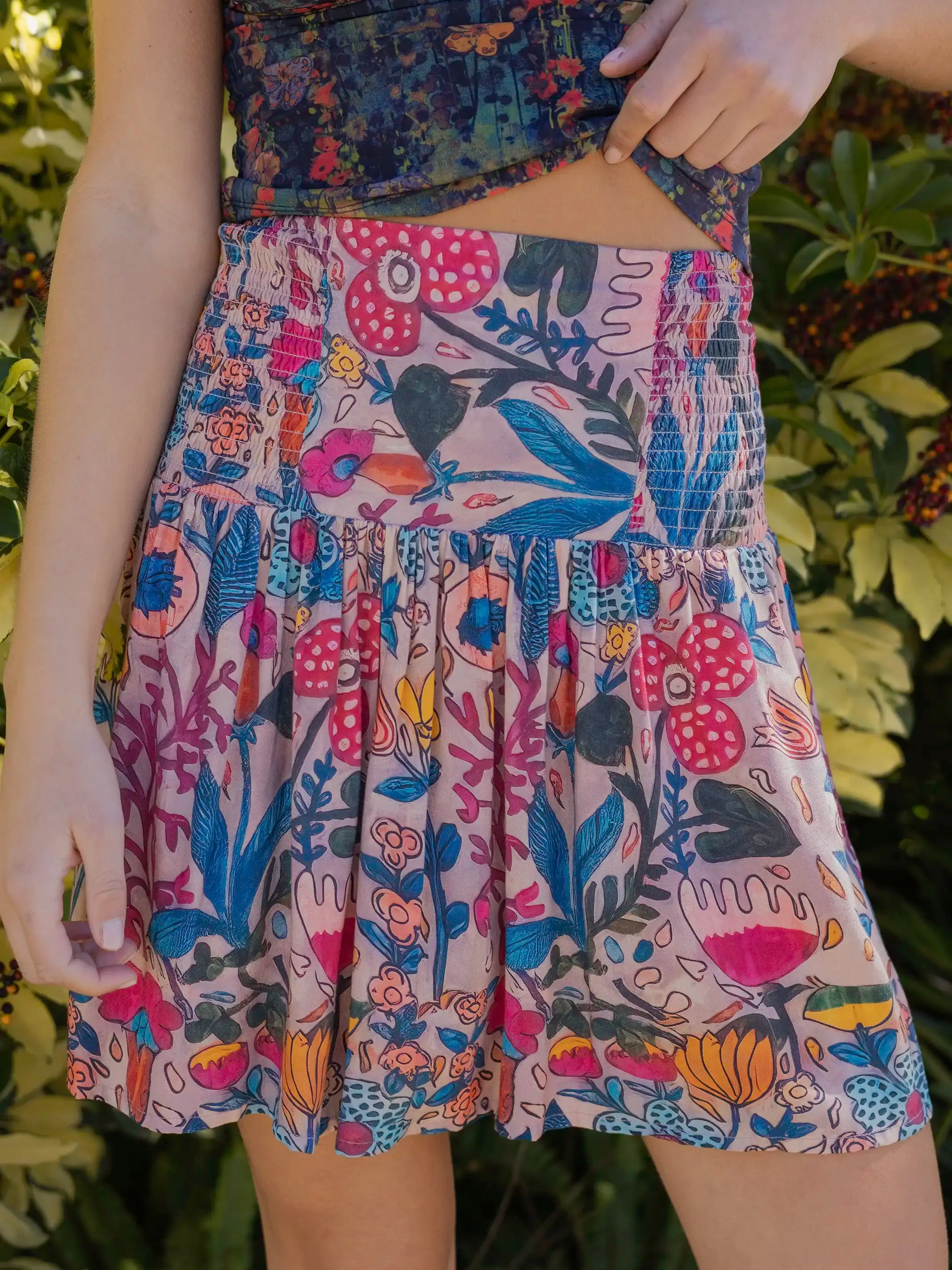 Malia Mini Skirt - Pink Flung Floral sold by NATURAL LIFE product image thumbnail 2