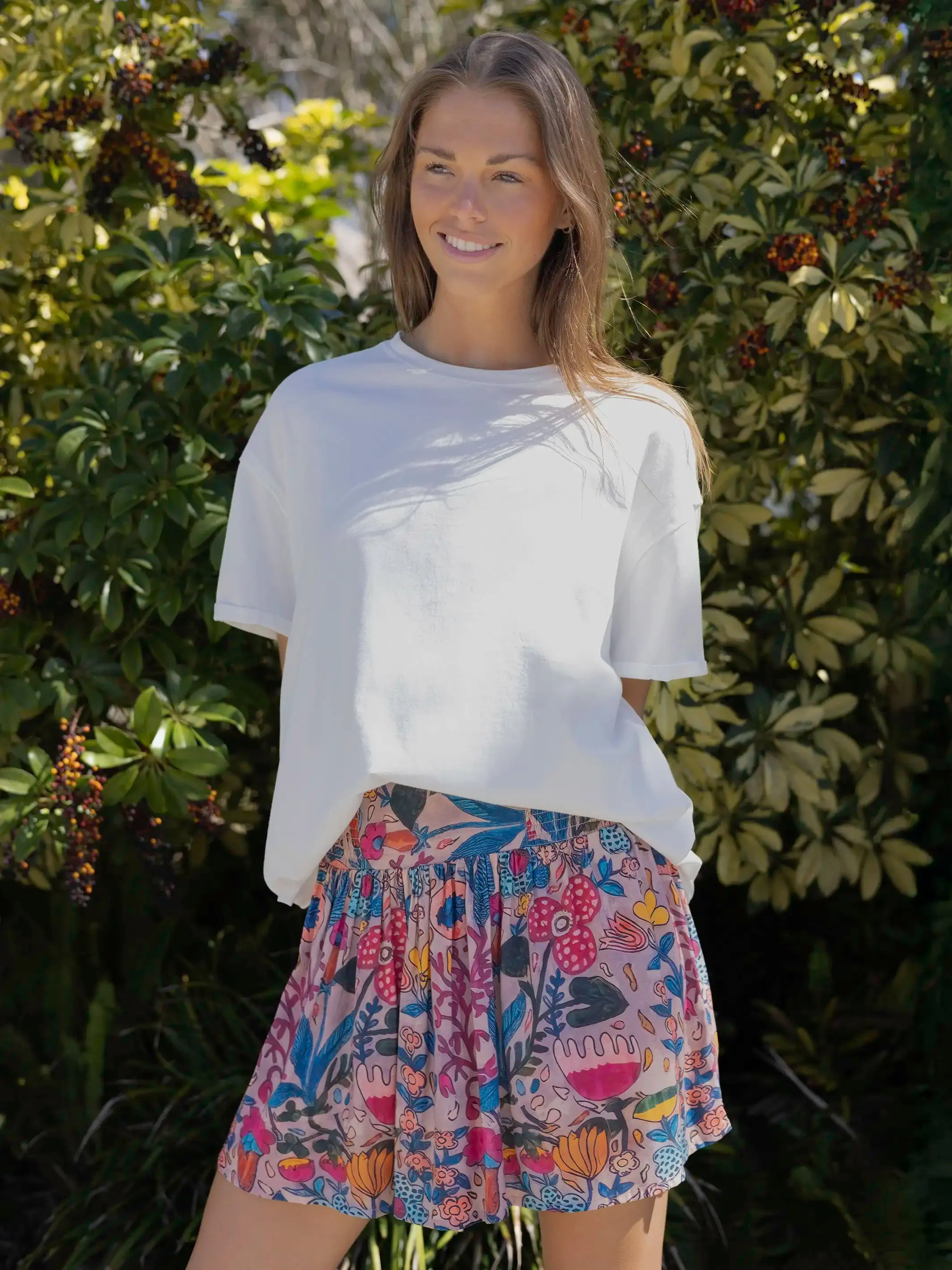 Malia Mini Skirt - Pink Flung Floral sold by NATURAL LIFE