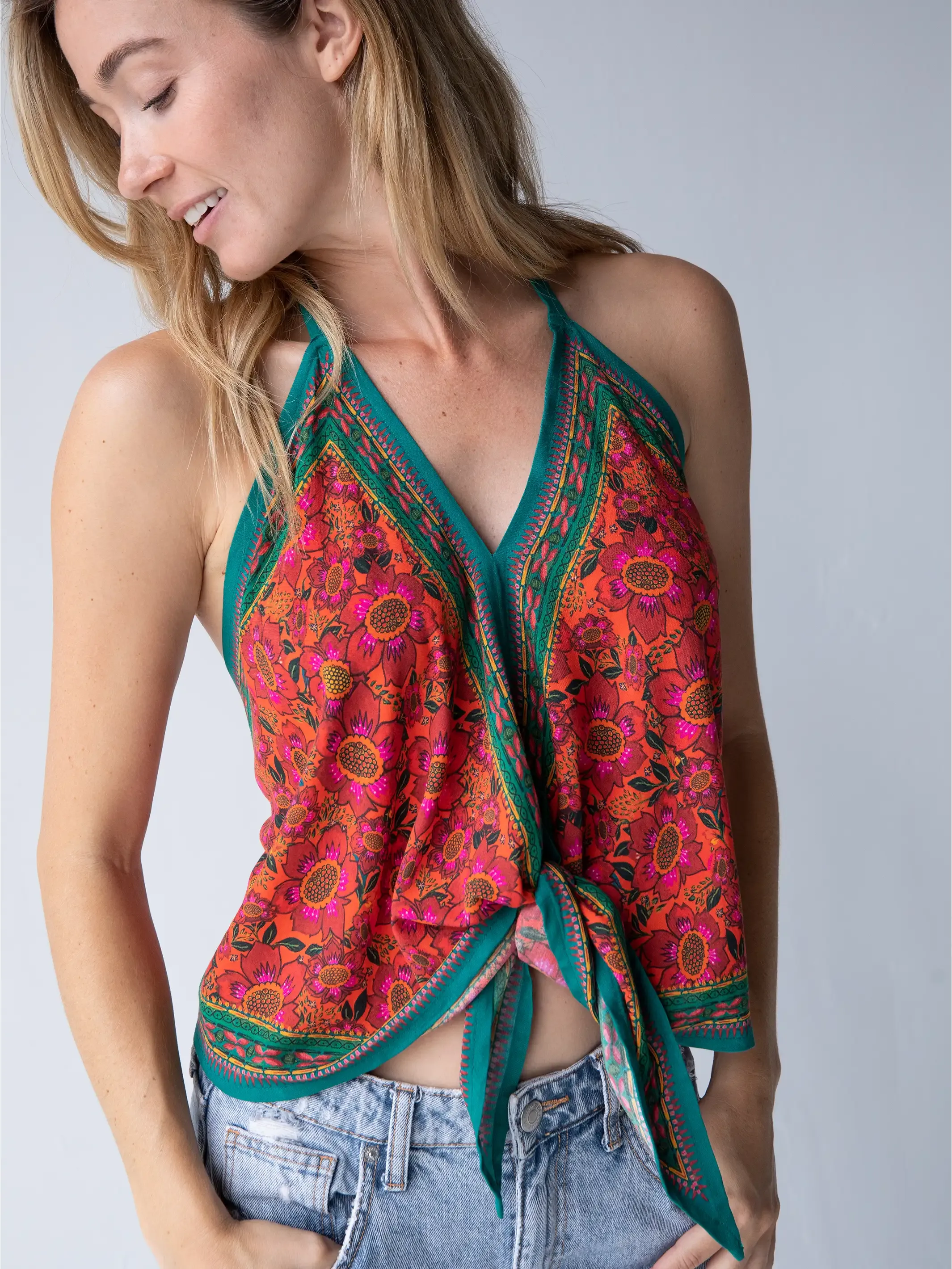 Isla Halter Top - Burnt Orange Floral sold by NATURAL LIFE