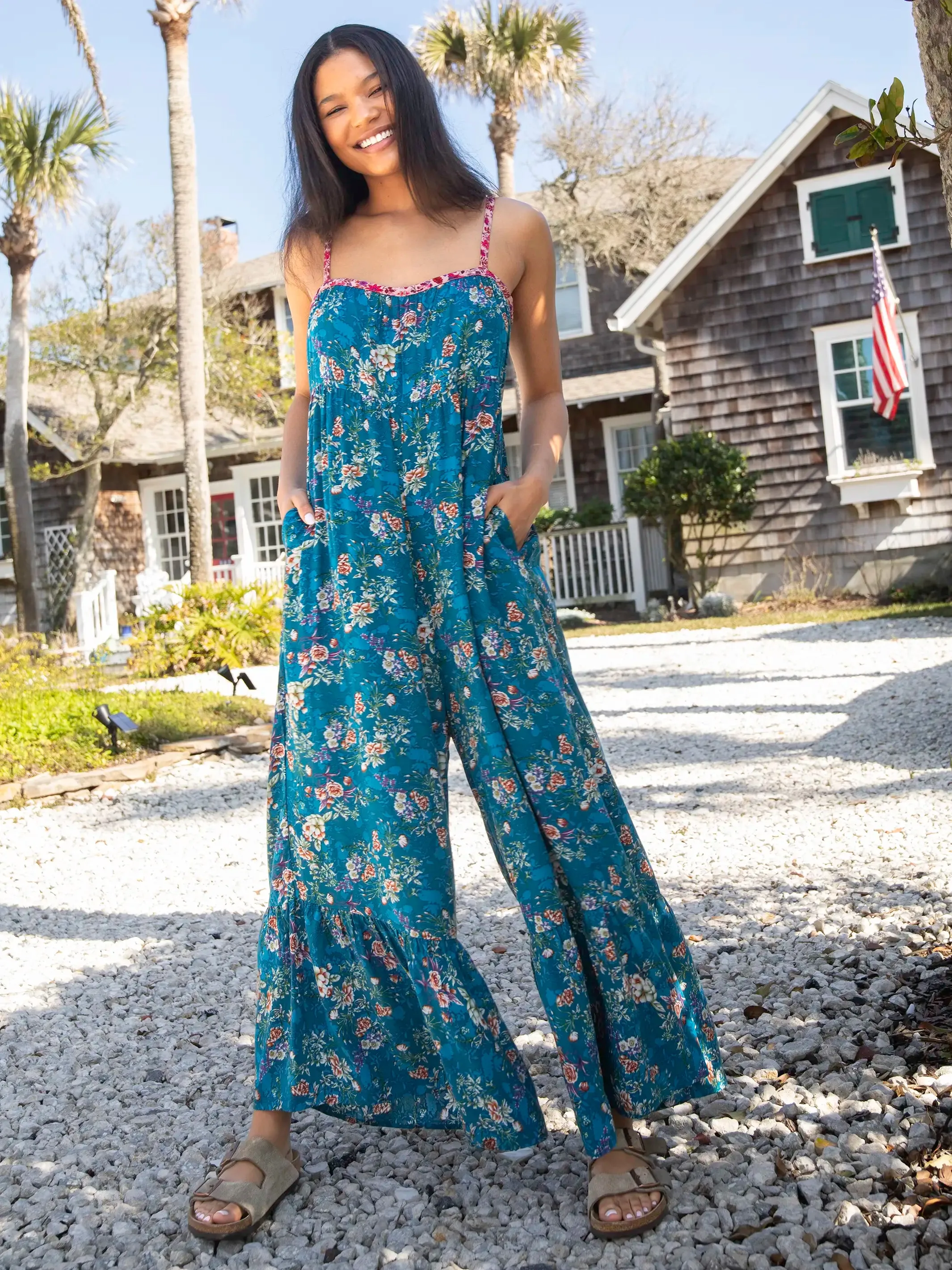 Stephanie Jumpsuit - Turquoise Roses sold by NATURAL LIFE product image thumbnail 4