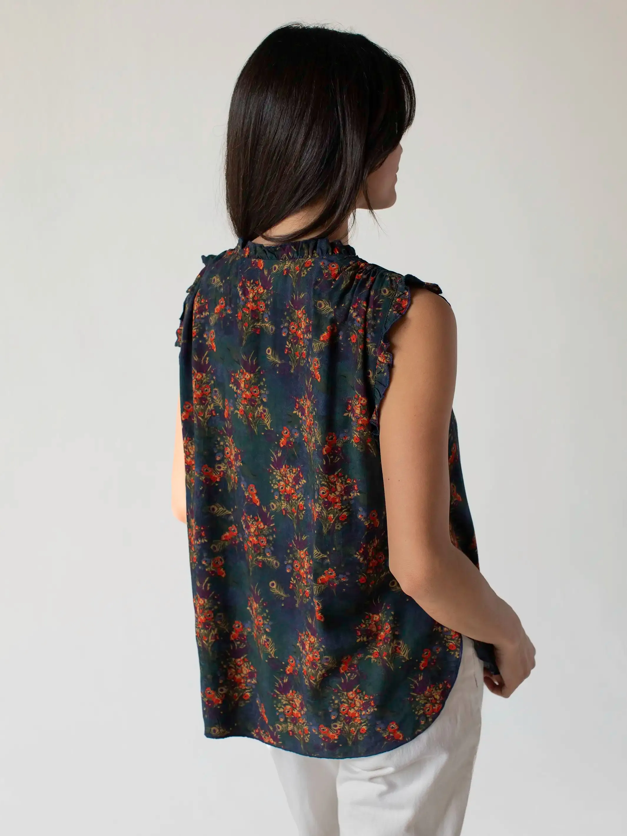 Ramona Sleeveless Top - Navy Red Feathers sold by NATURAL LIFE product image thumbnail 4