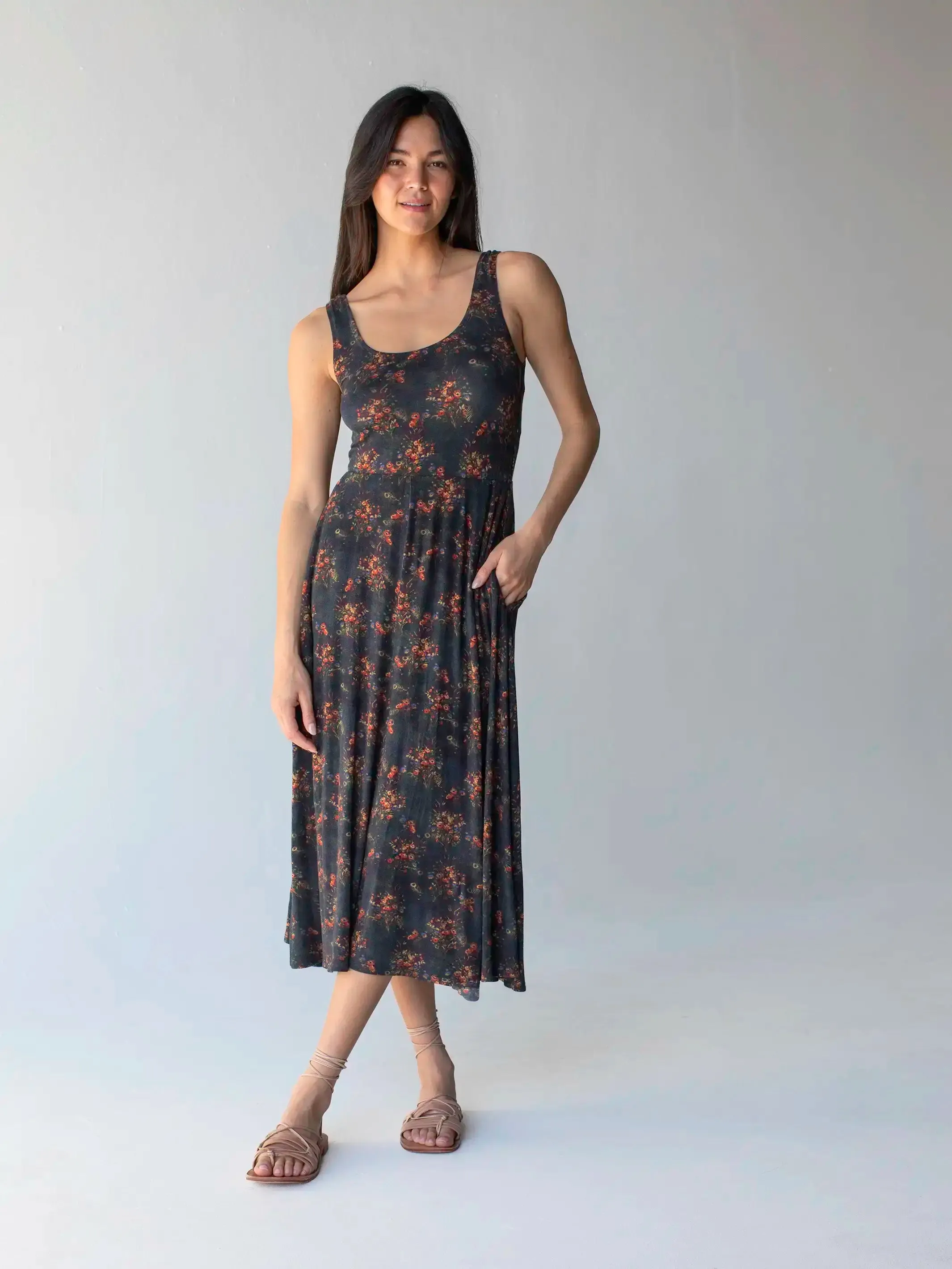 Opal Ballet Midi Dress - Navy Red Feathers sold by NATURAL LIFE product image thumbnail 4